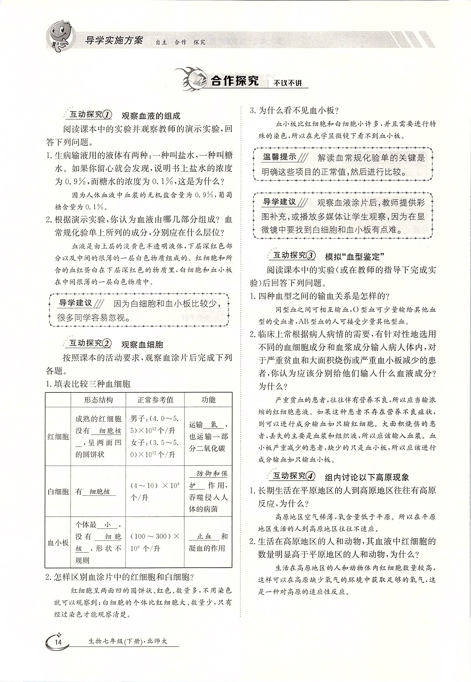 2020年金太阳导学测评七年级生物下册北师大版 第14页