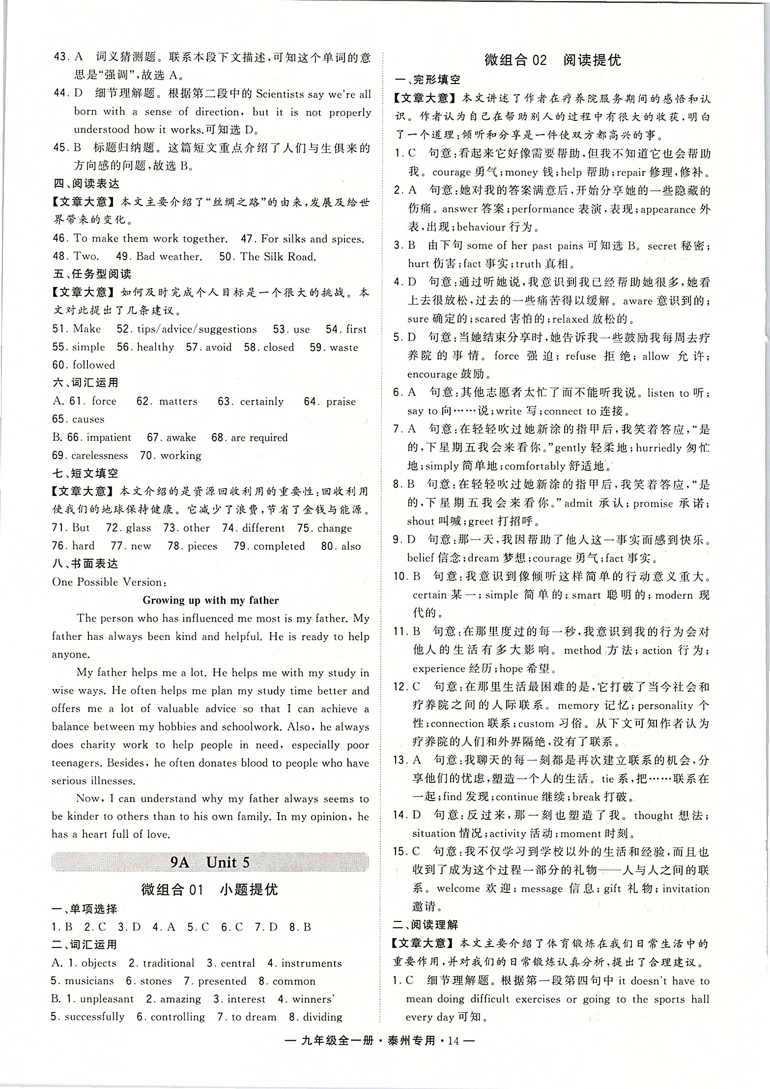 2019年學(xué)霸組合訓(xùn)練九年級英語全一冊譯林版泰州專用 第14頁