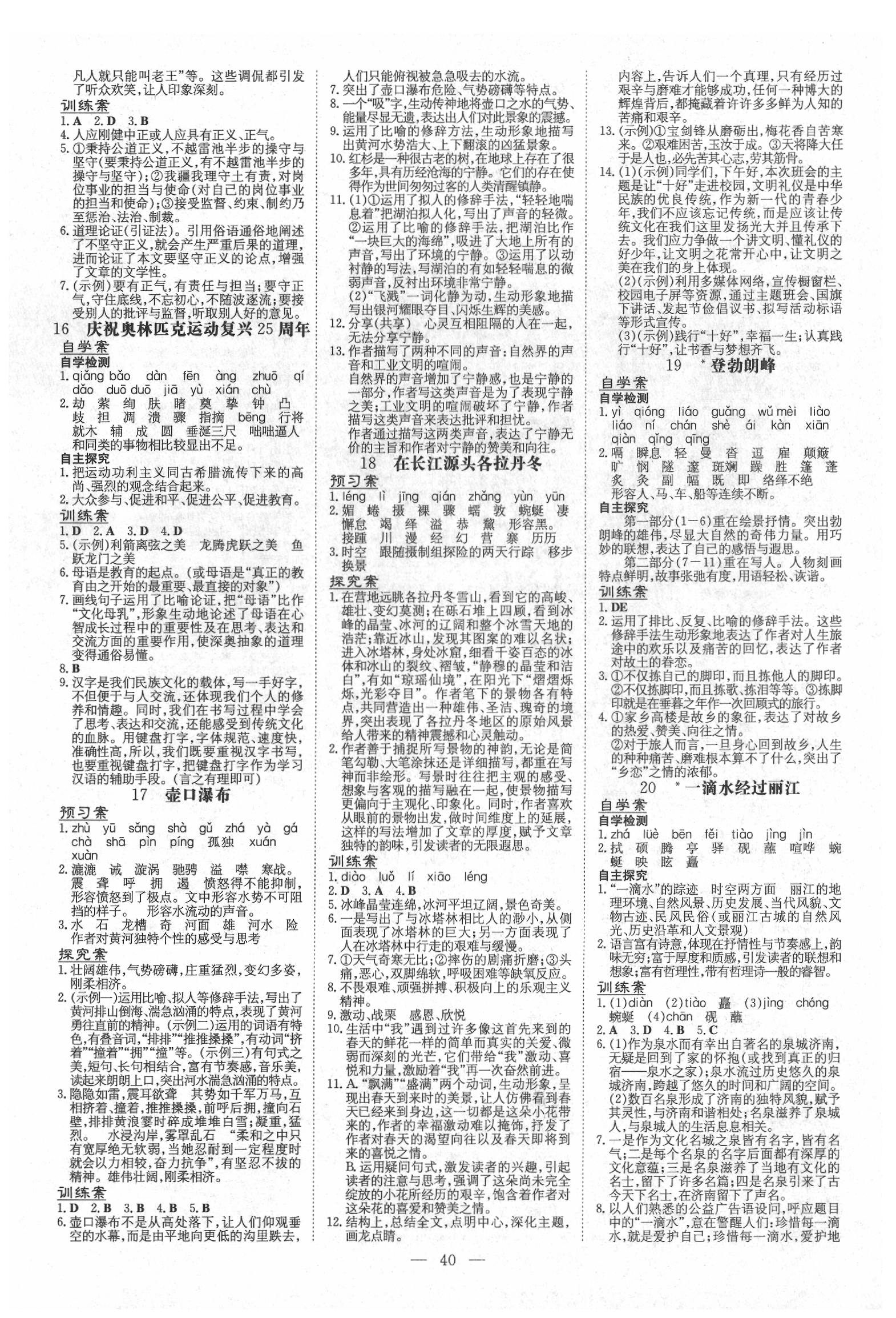 2020年初中同步学习导与练导学探究案八年级语文下册人教版 第5页