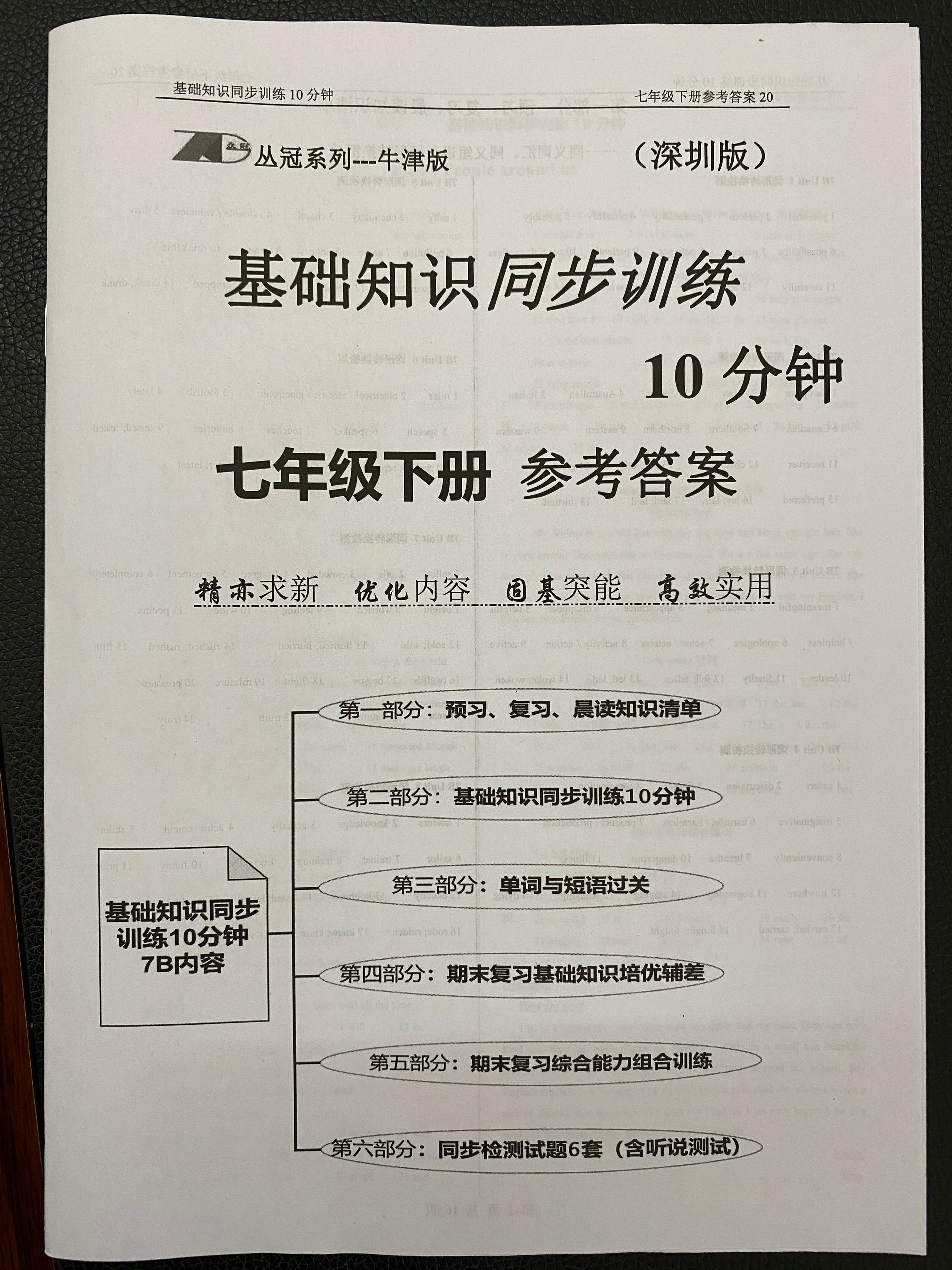 2020年基礎(chǔ)知識(shí)同步訓(xùn)練10分鐘七年級英語下冊滬教版深圳專版 參考答案第1頁