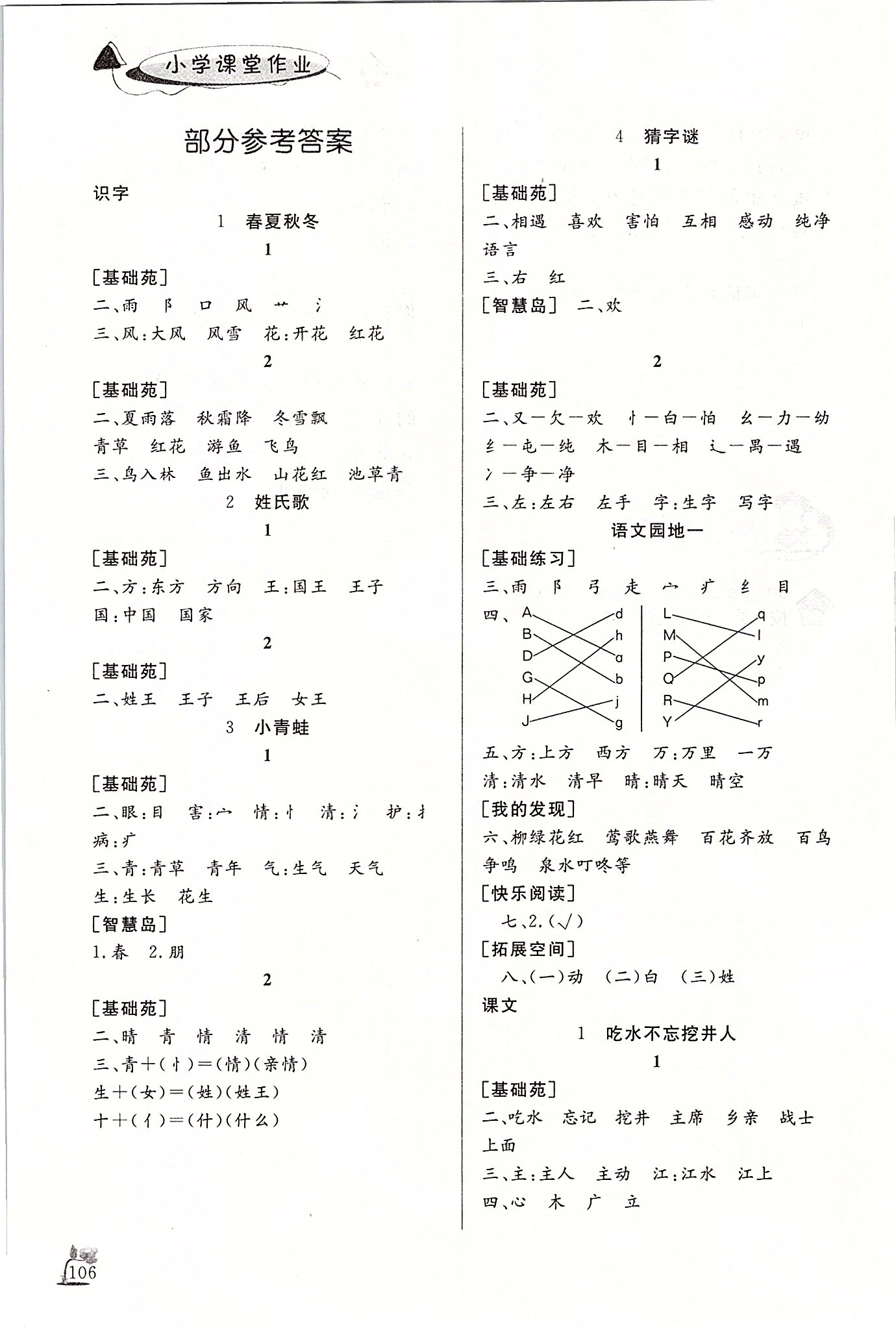 2020年小學(xué)課堂作業(yè)一年級(jí)語(yǔ)文下冊(cè)人教版 第1頁(yè)