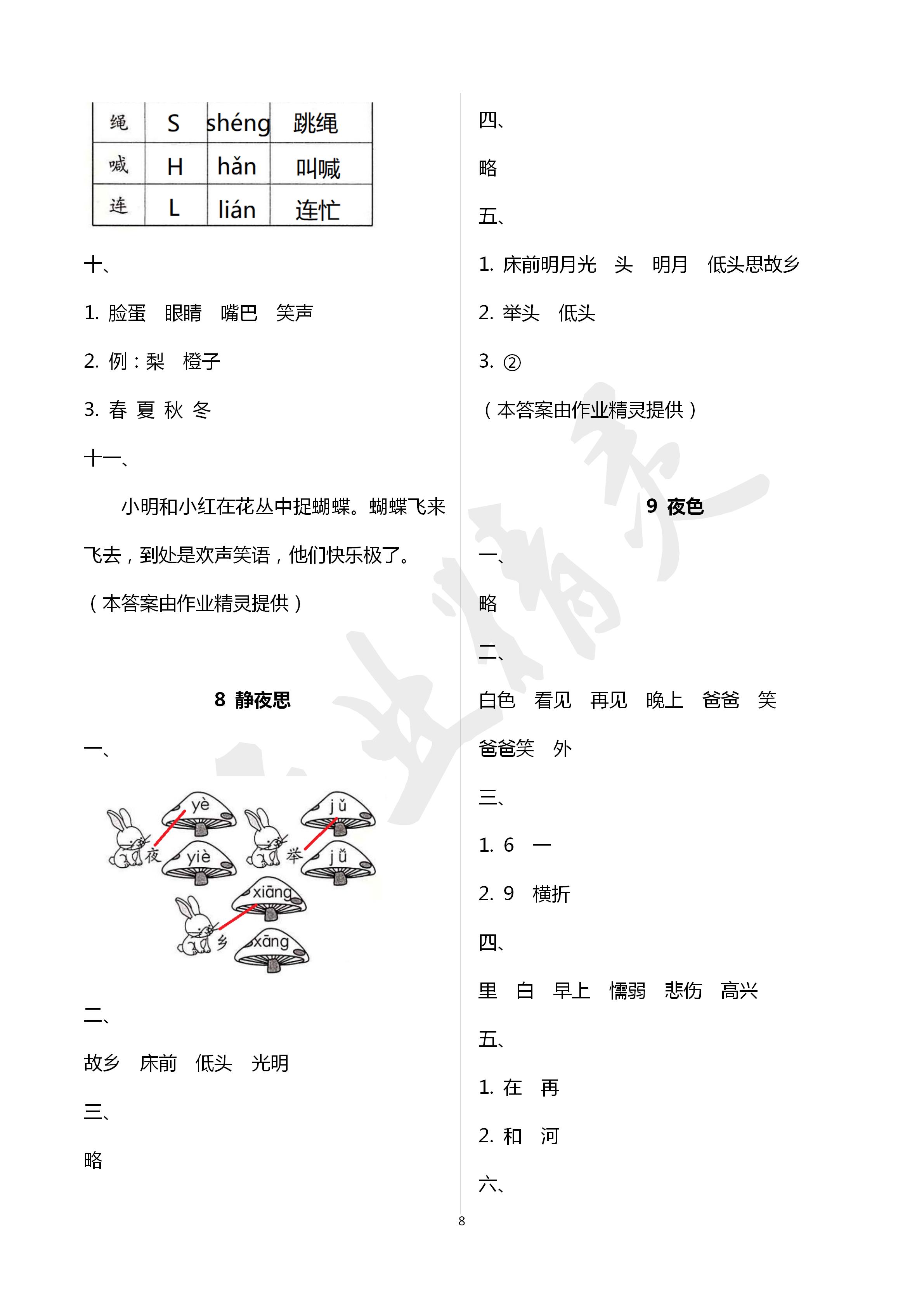 2020年新課堂同步學(xué)習(xí)與探究一年級(jí)語(yǔ)文下冊(cè)人教版五四制 第8頁(yè)