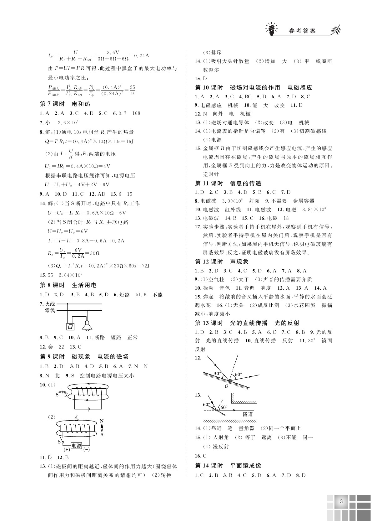 2020年?duì)钤倧?fù)習(xí)物理 參考答案第3頁