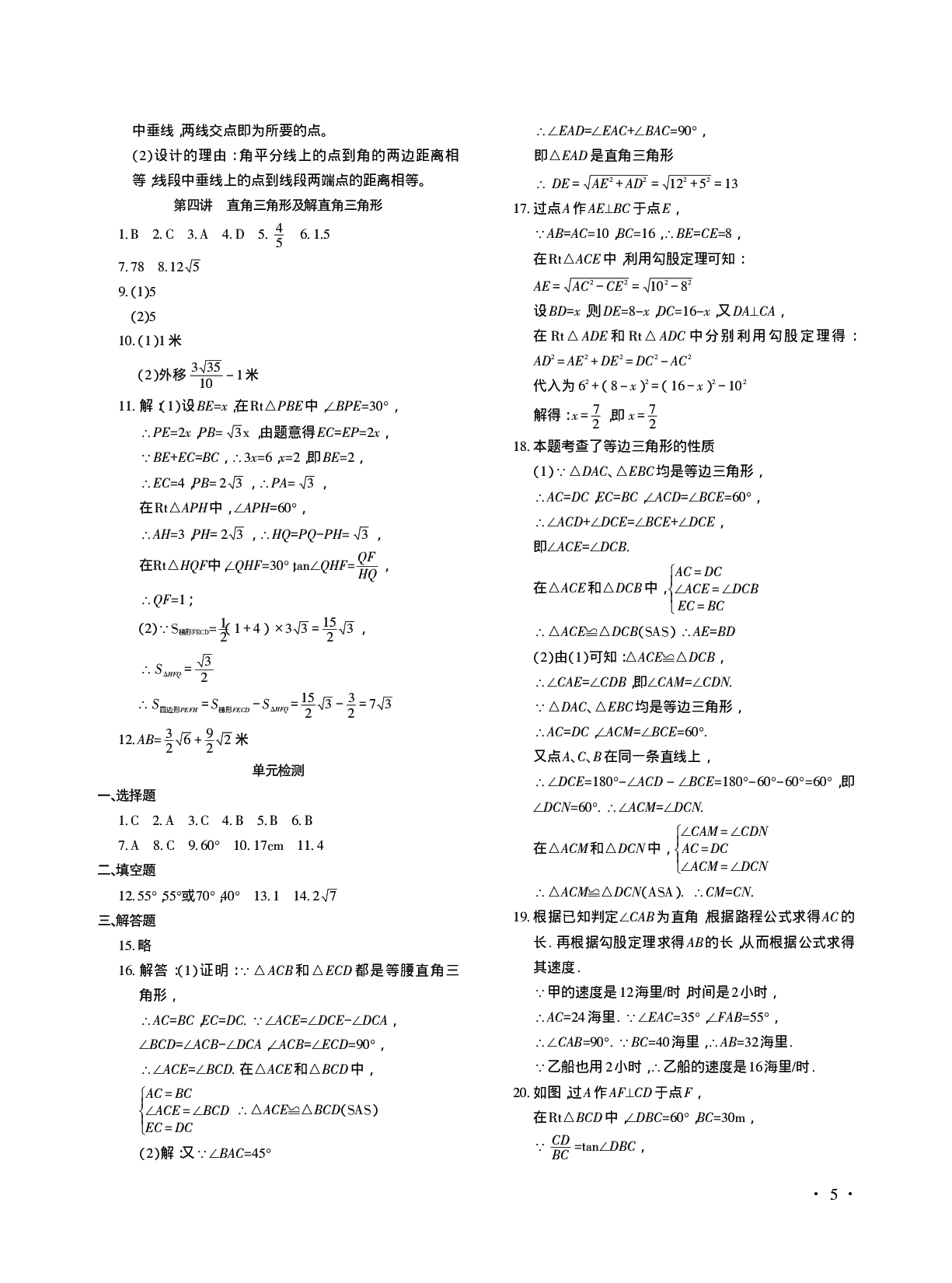 2020年中考新題型數(shù)學(xué)人教版 參考答案第5頁(yè)