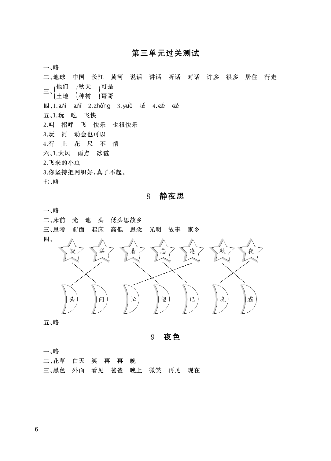 2020年伴你學(xué)配套練習(xí)冊(cè)一年級(jí)語(yǔ)文下冊(cè)人教版 參考答案第6頁(yè)