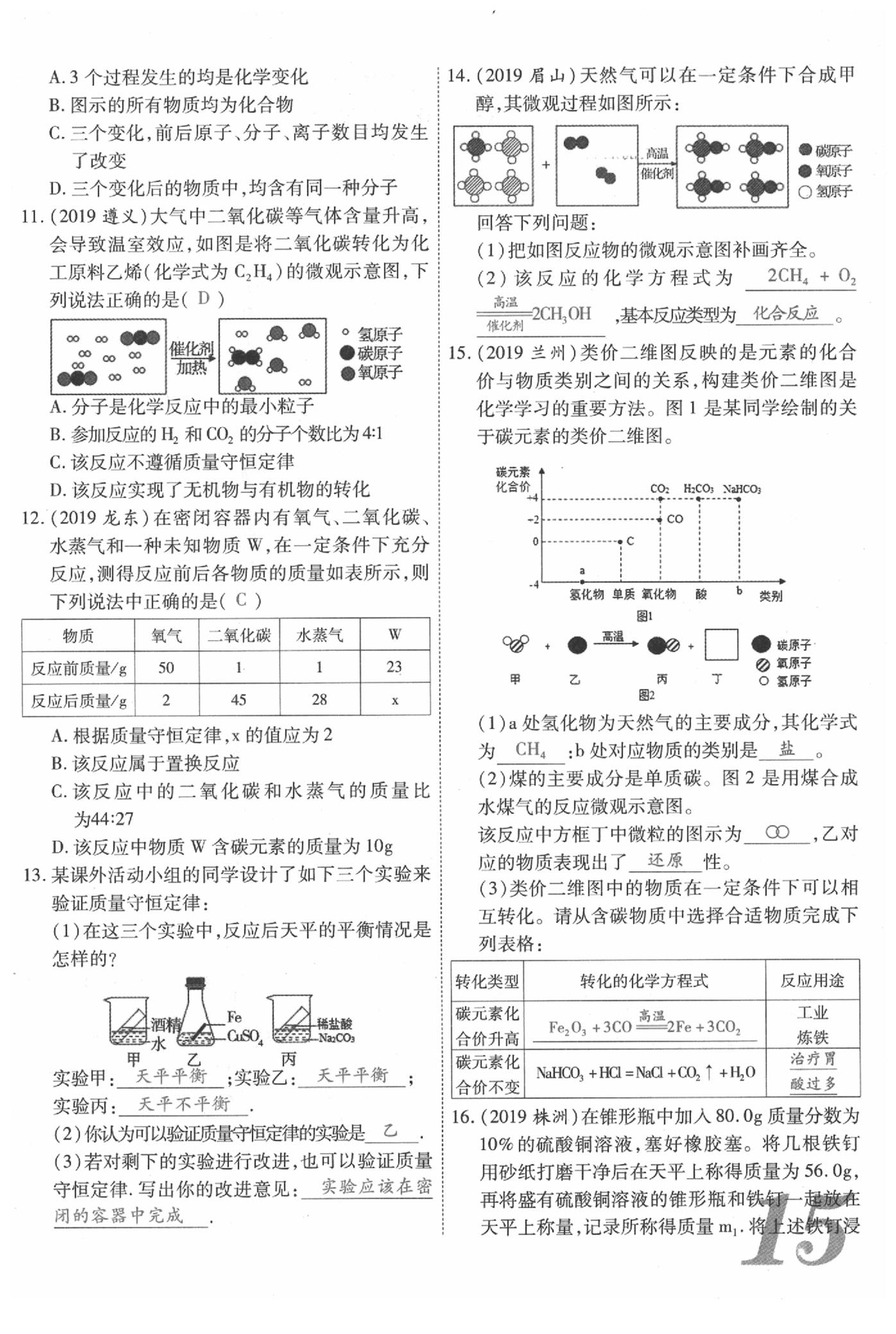 2020年新思路化學(xué)鄭州大學(xué)出版社 參考答案第15頁