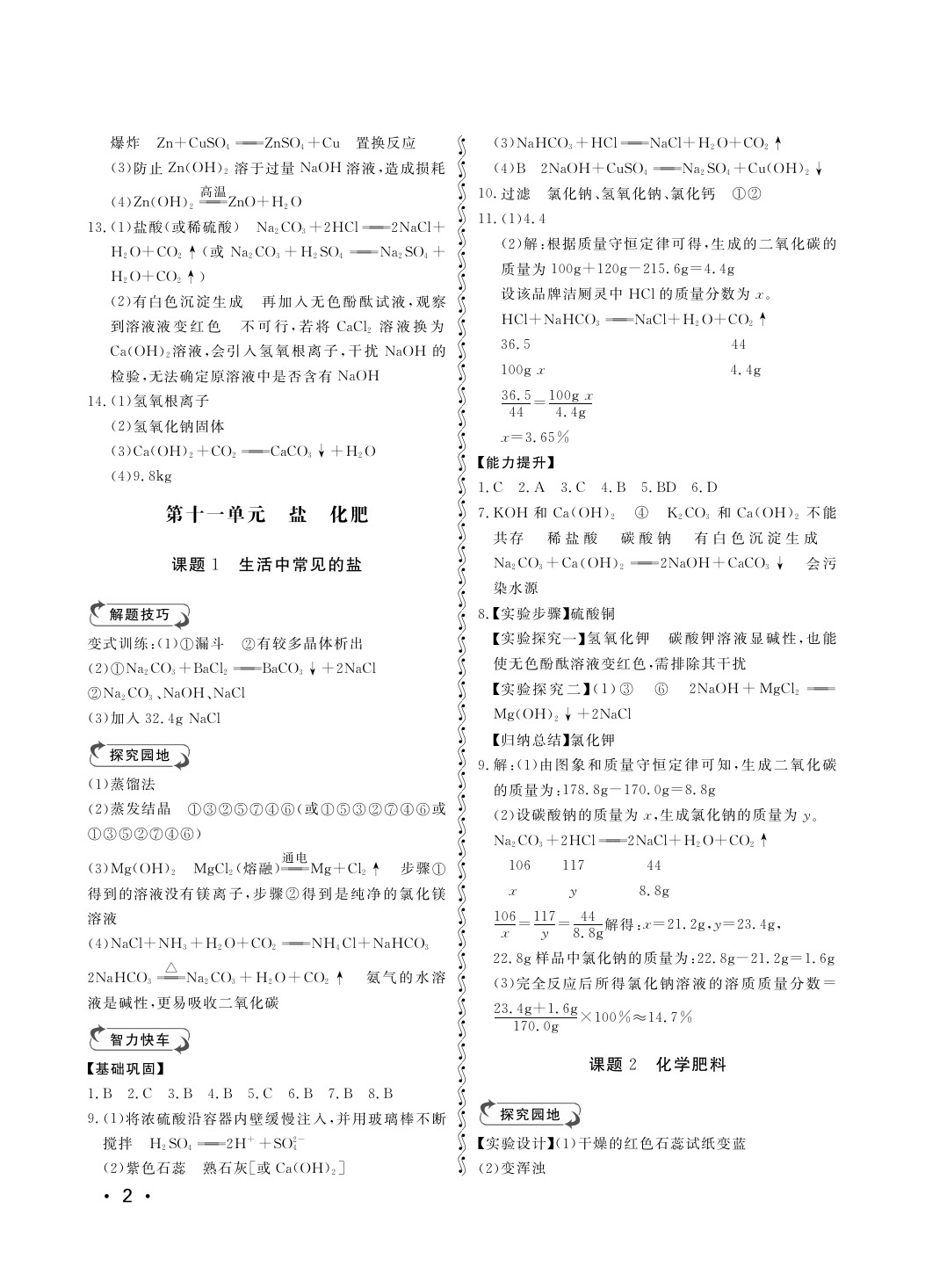 2020年行知天下九年级化学下册人教版 第2页