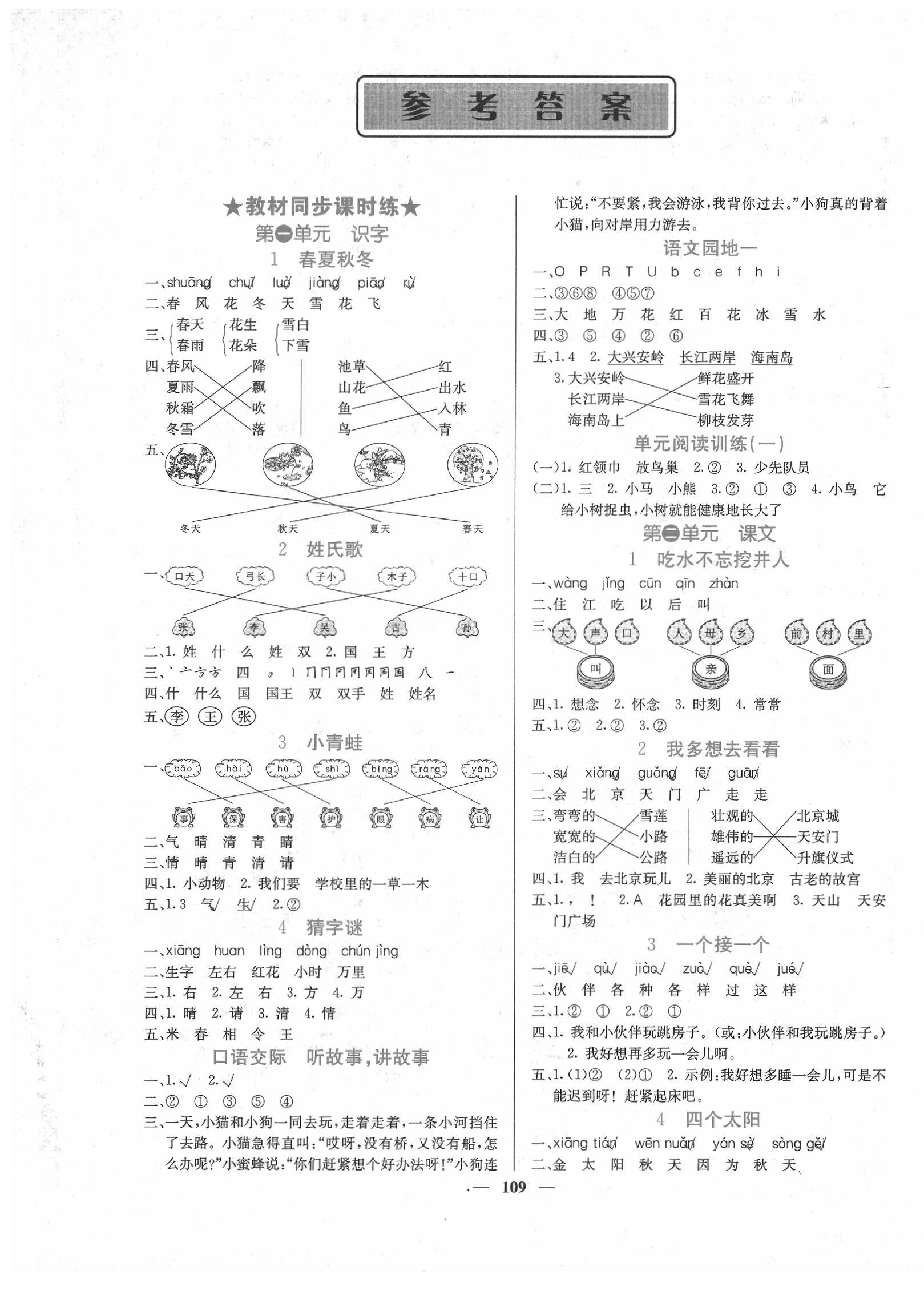 2020年課堂點(diǎn)睛一年級(jí)語(yǔ)文下冊(cè)人教版 第1頁(yè)