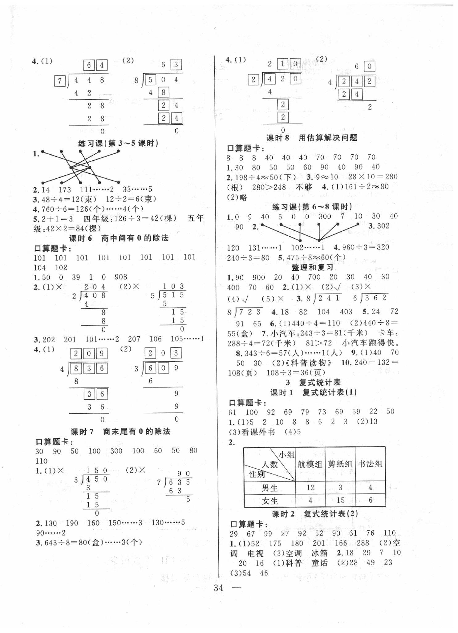 2020年優(yōu)等生全優(yōu)計(jì)劃三年級(jí)數(shù)學(xué)下冊(cè)人教版 參考答案第2頁