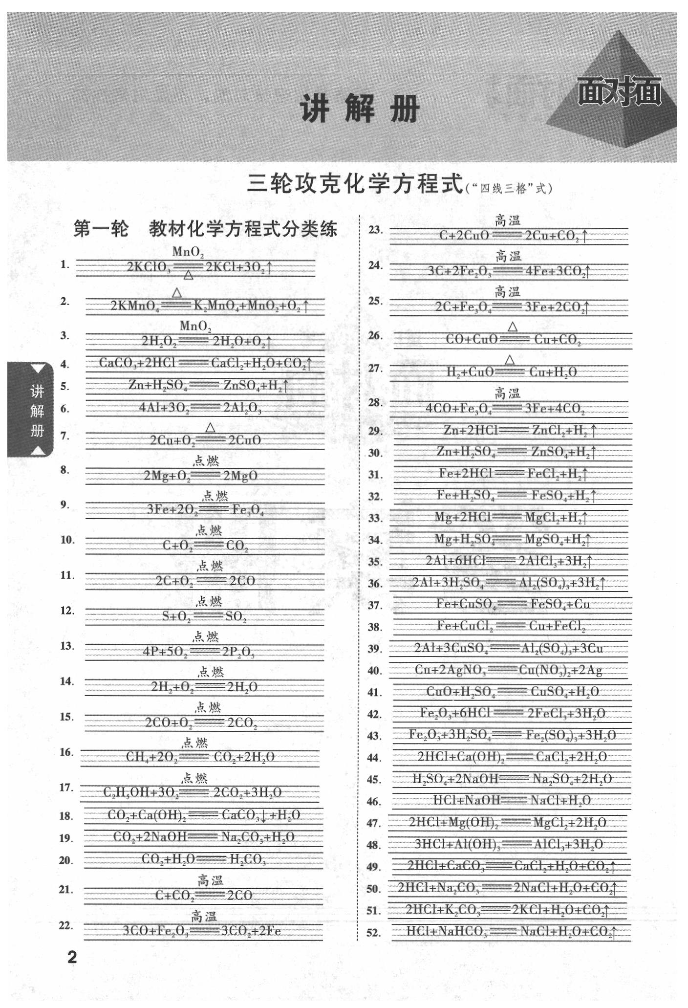 2020年重慶中考面對面化學(xué) 參考答案第1頁