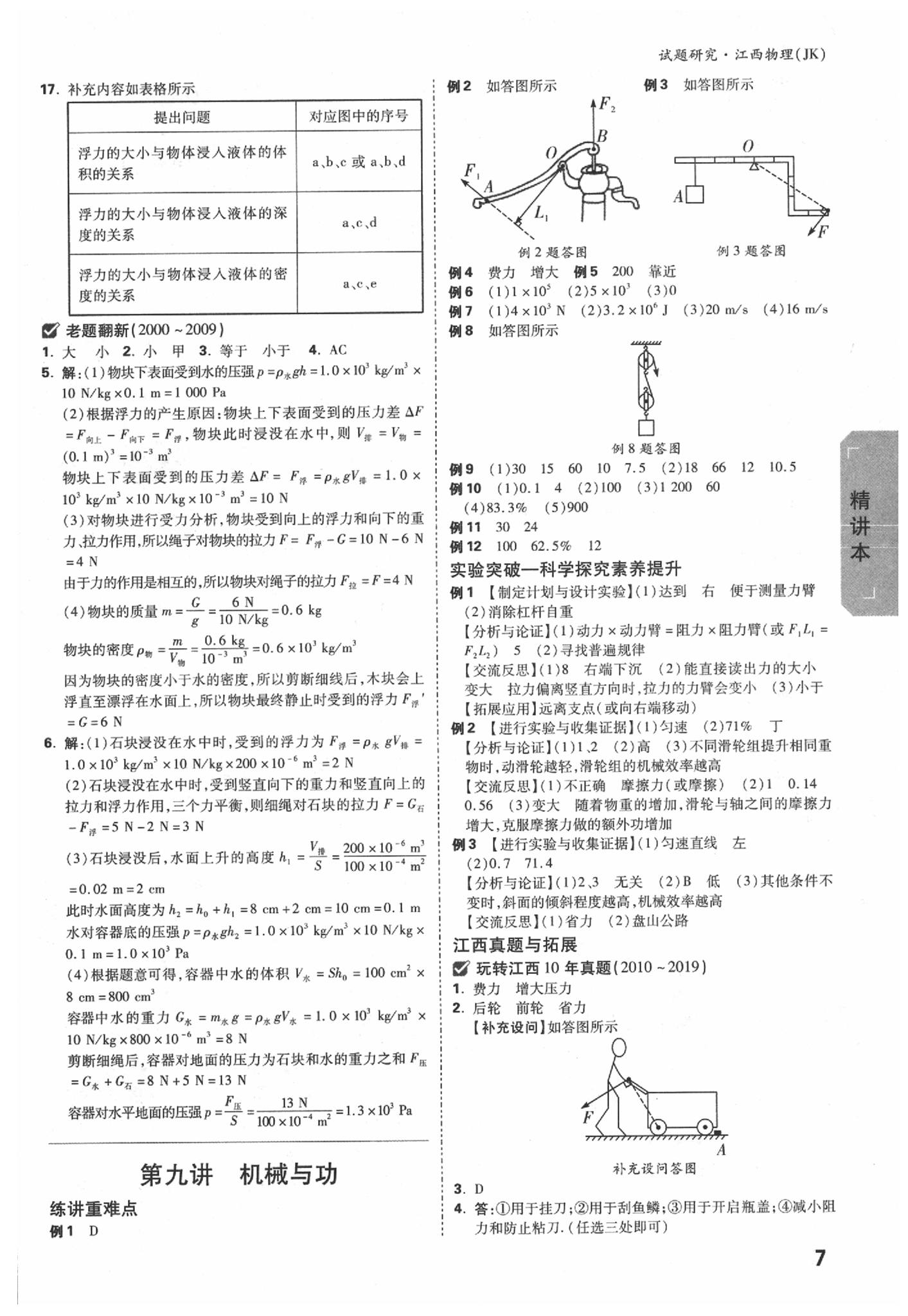 2020年萬唯中考試題研究物理教科版江西專版 參考答案第6頁