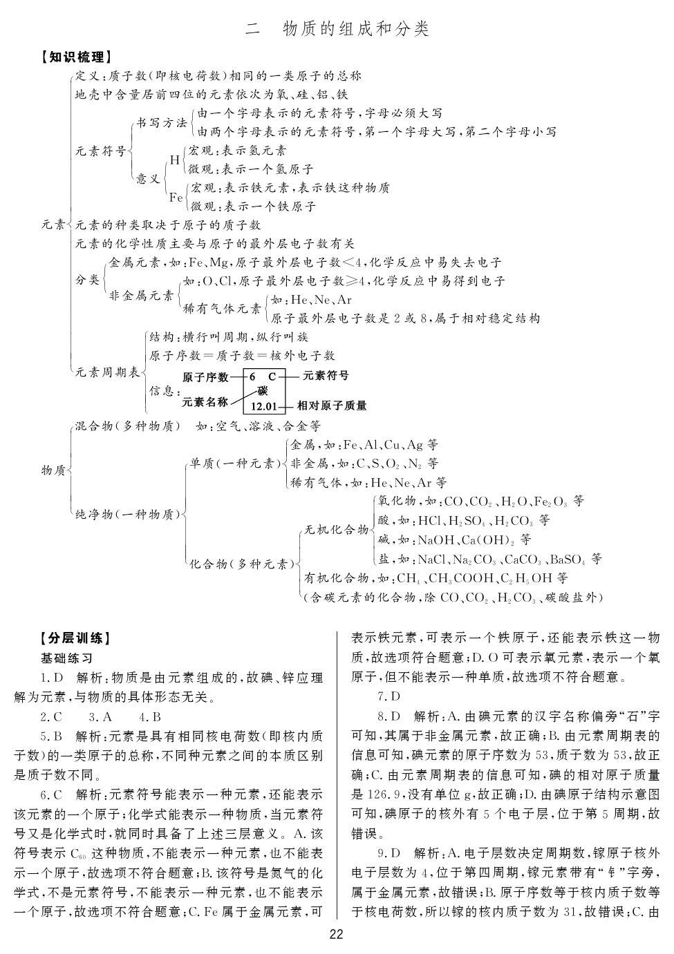 2020年山西省中考指导化学 参考答案第22页