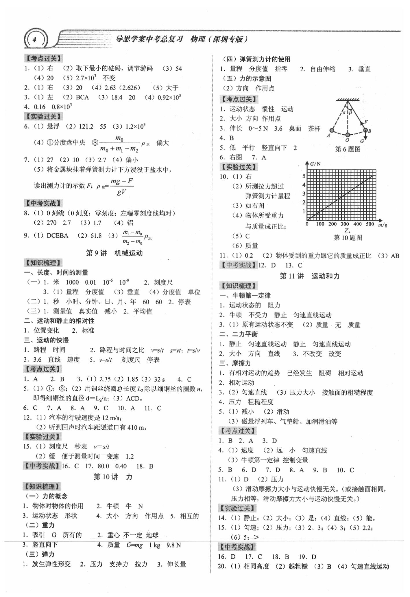 2020年导思学案物理深圳专版 参考答案第4页