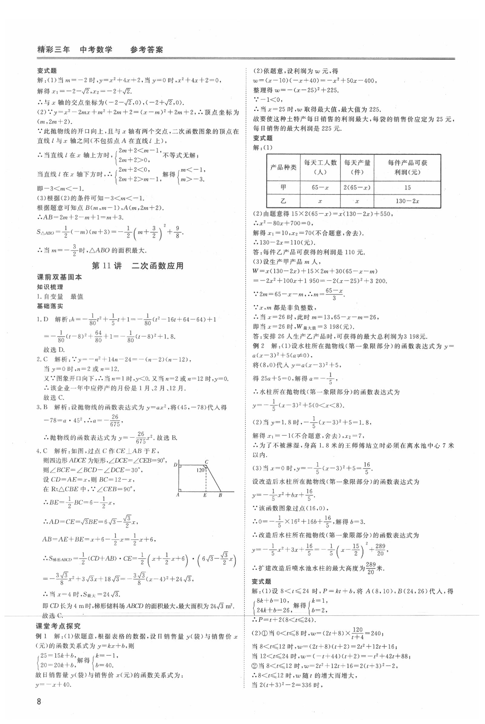 2020年精彩三年数学 参考答案第8页