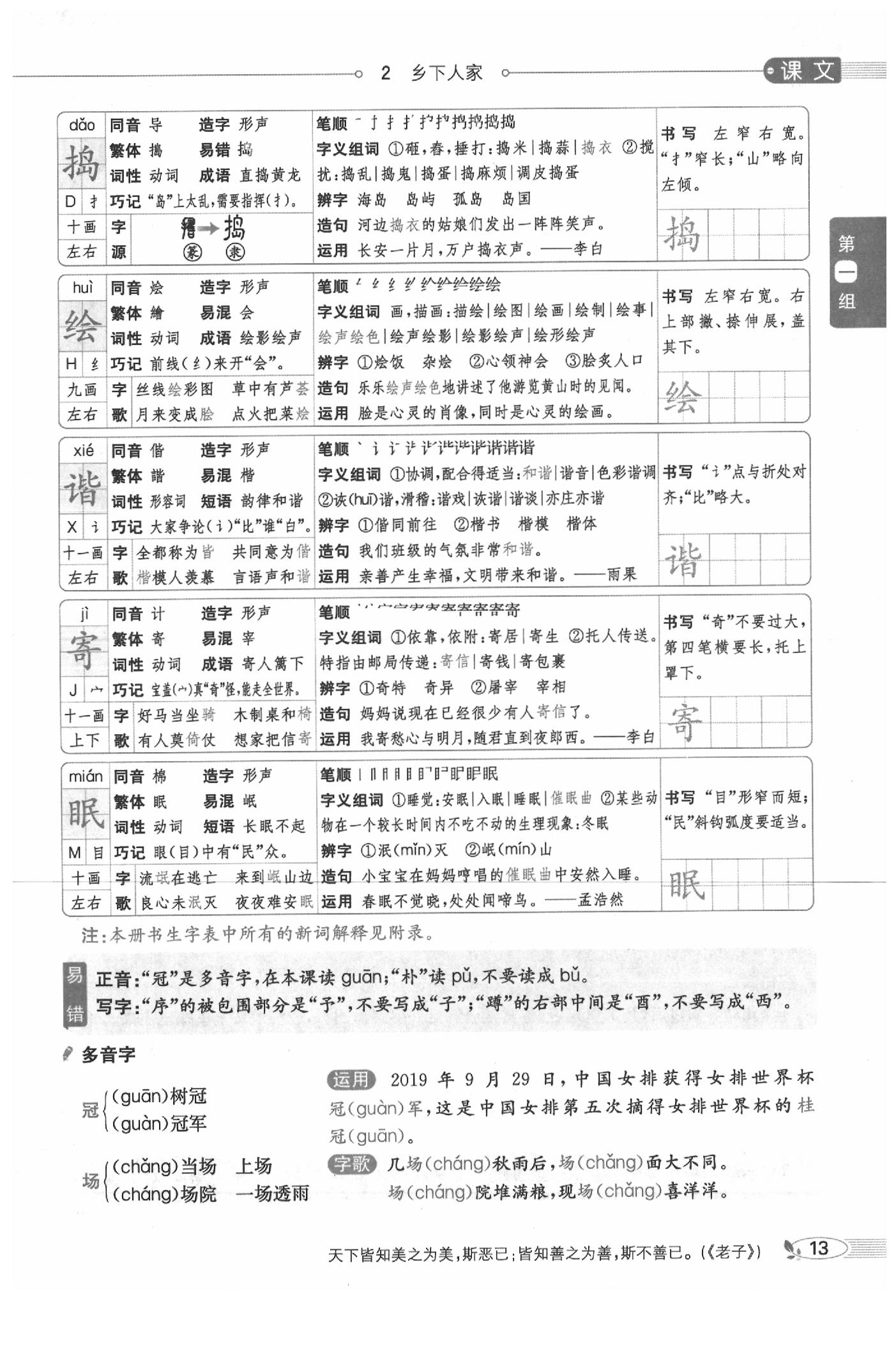 2020年教材課本四年級(jí)語(yǔ)文下冊(cè)人教版五四制 參考答案第13頁(yè)