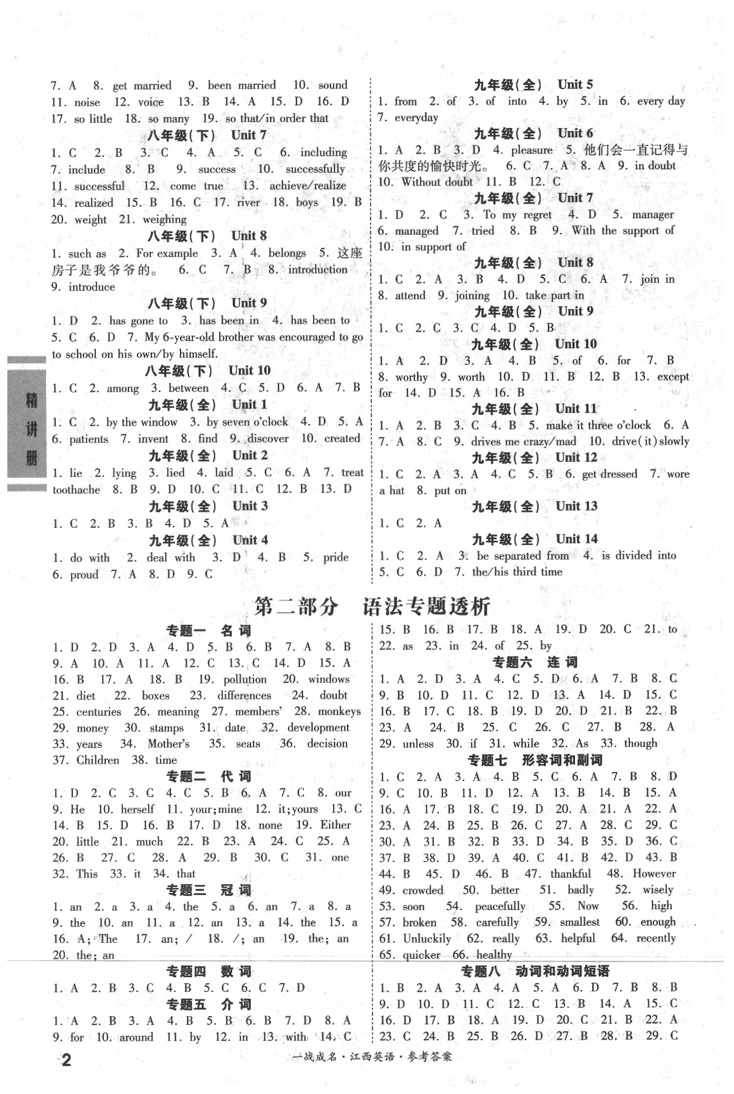 2020年一战成名江西考前新方案英语 第2页