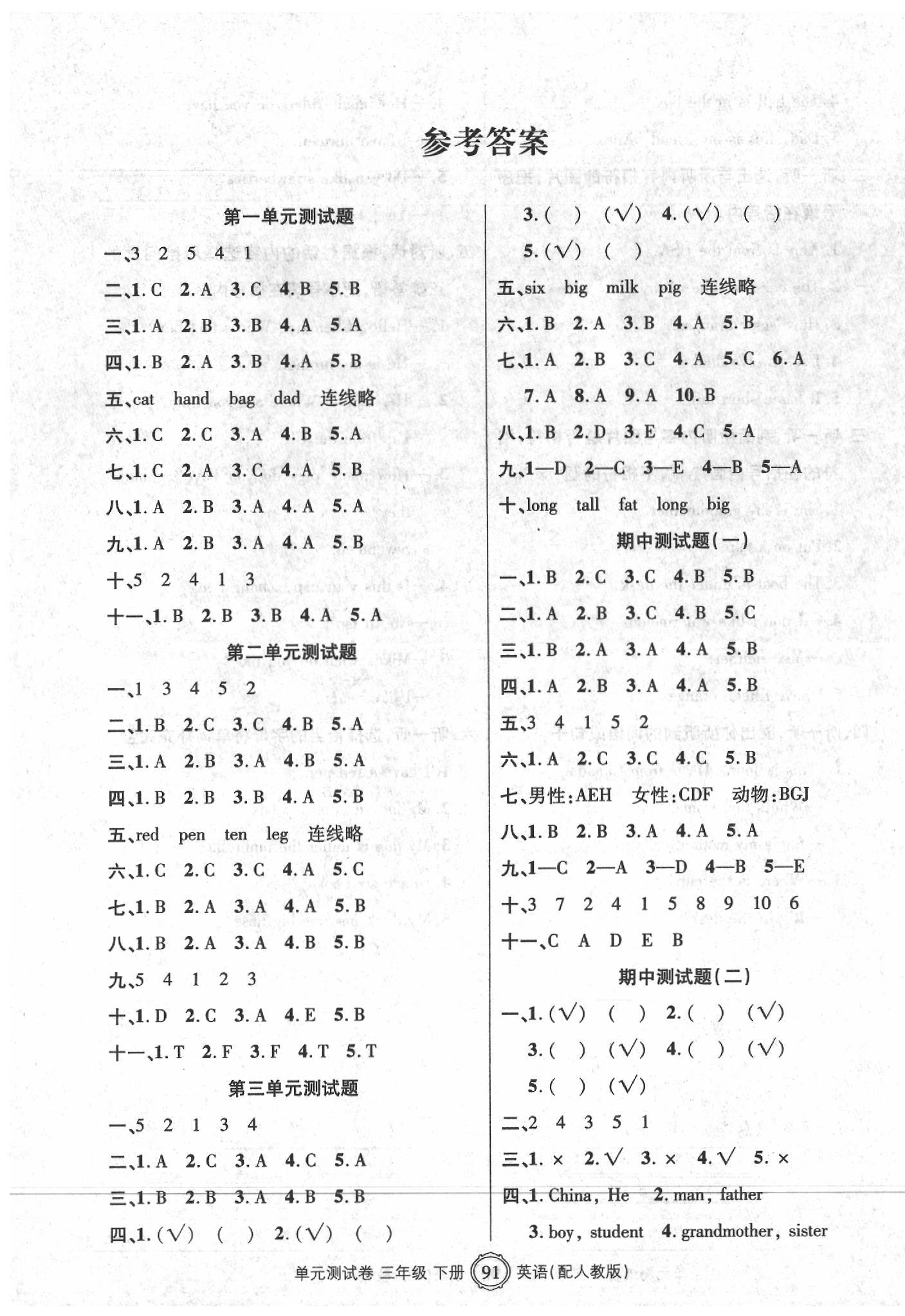 2020年智慧通單元測(cè)試卷三年級(jí)英語(yǔ)下冊(cè)人教版 第1頁(yè)