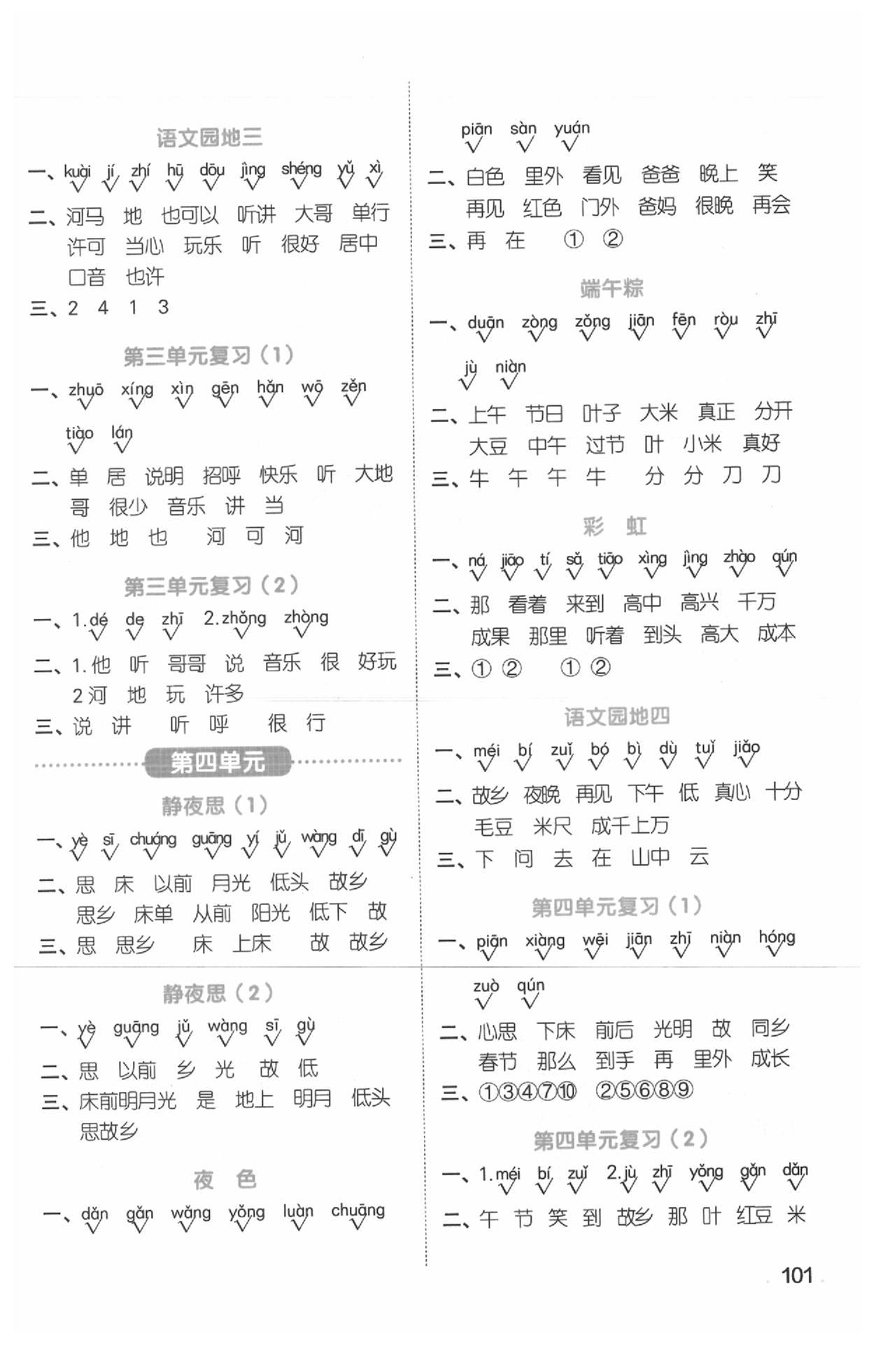 2020年陽光同學_默寫小達人一年級語文下冊人教版 第3頁