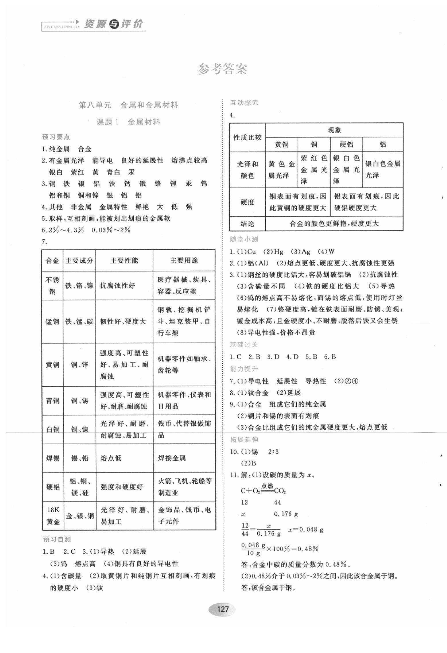 2020年資源與評價九年級化學下冊人教版 第1頁