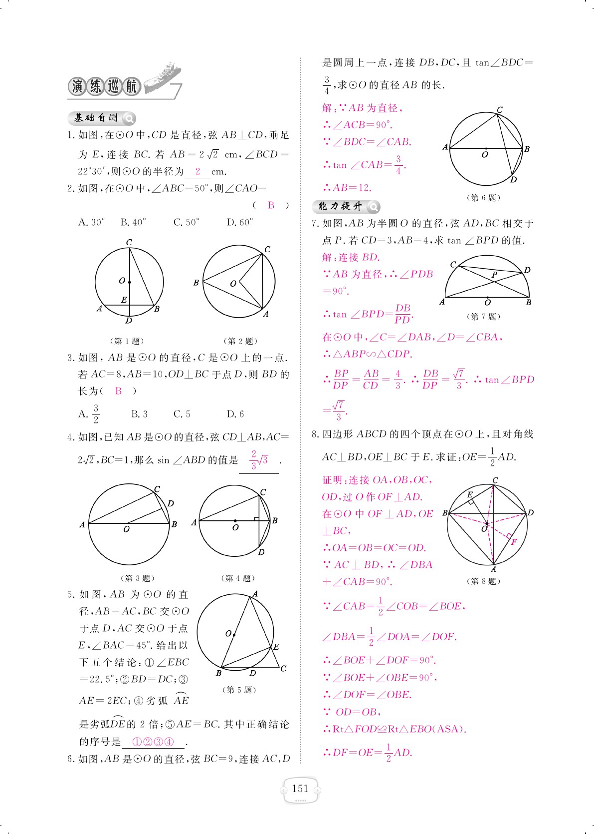 2019年領(lǐng)航新課標(biāo)練習(xí)冊九年級數(shù)學(xué)全一冊北師大版 第151頁