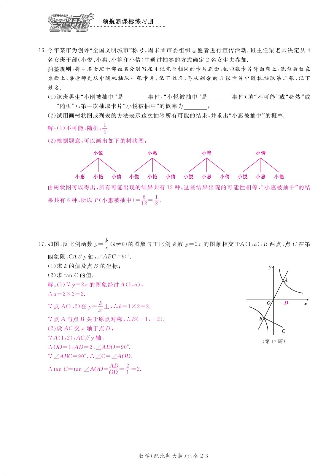 2019年領(lǐng)航新課標(biāo)練習(xí)冊九年級數(shù)學(xué)全一冊北師大版 第181頁