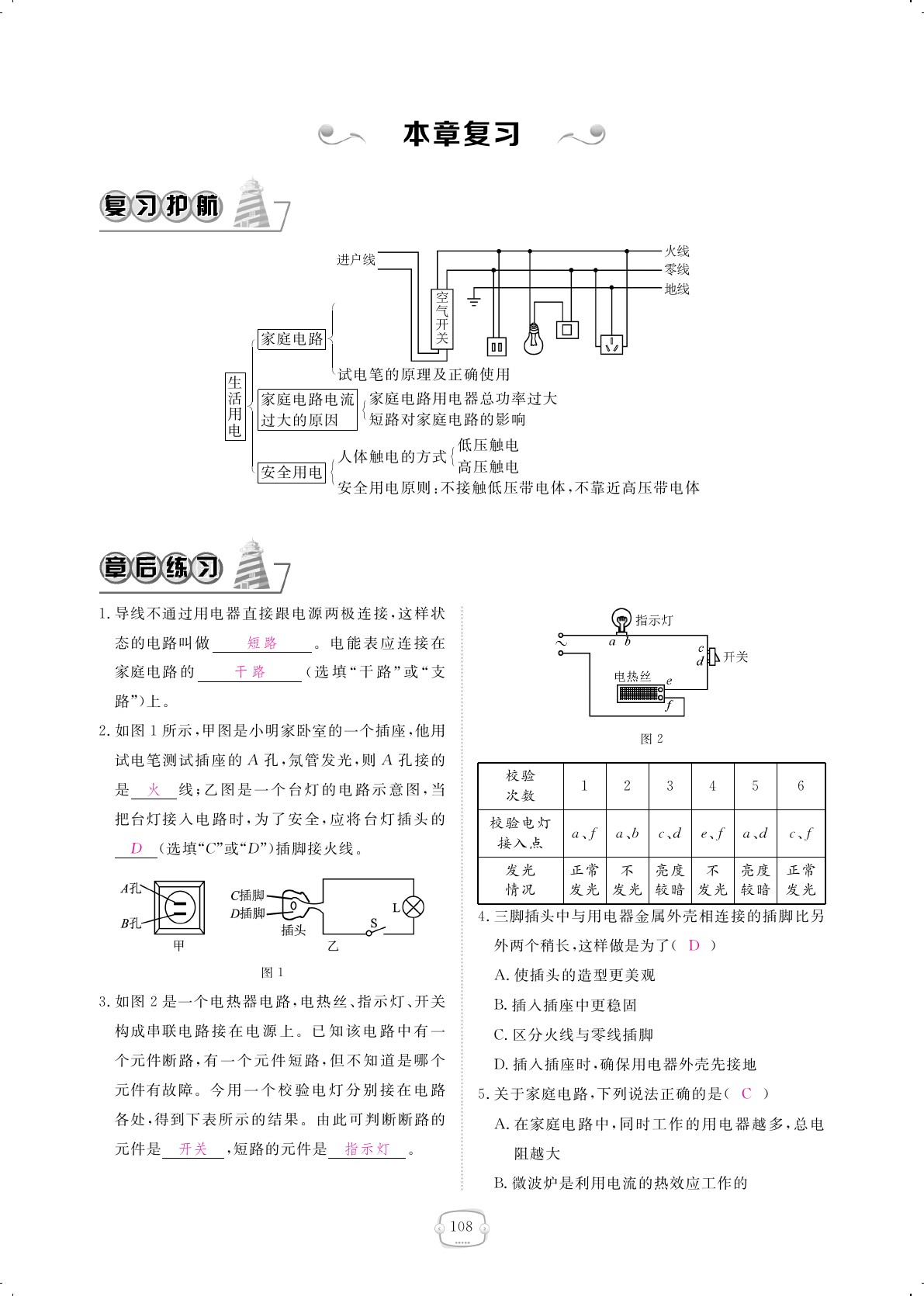 2019年領(lǐng)航新課標(biāo)練習(xí)冊九年級物理全一冊人教版 第108頁