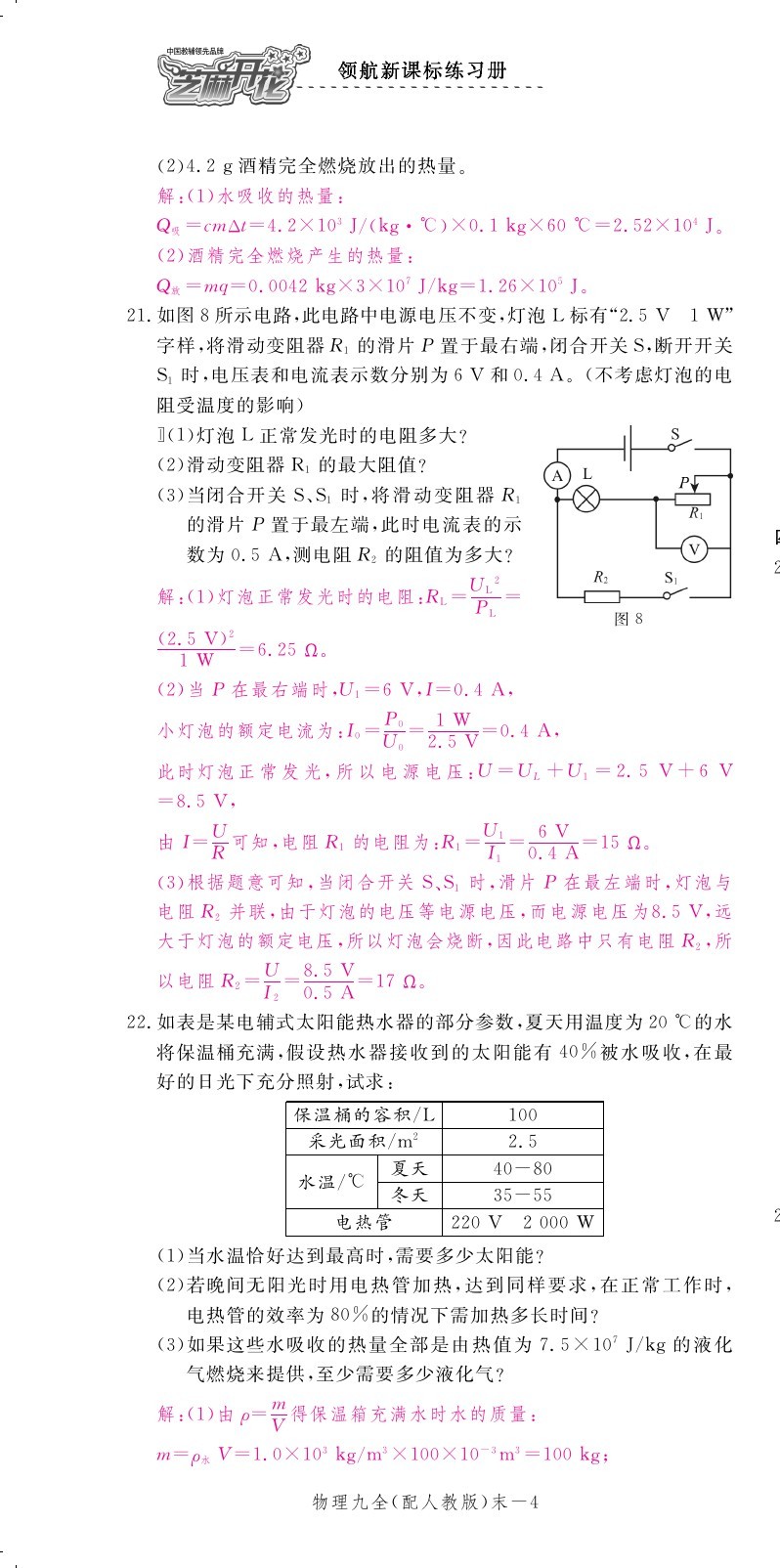 2019年領航新課標練習冊九年級物理全一冊人教版 第201頁