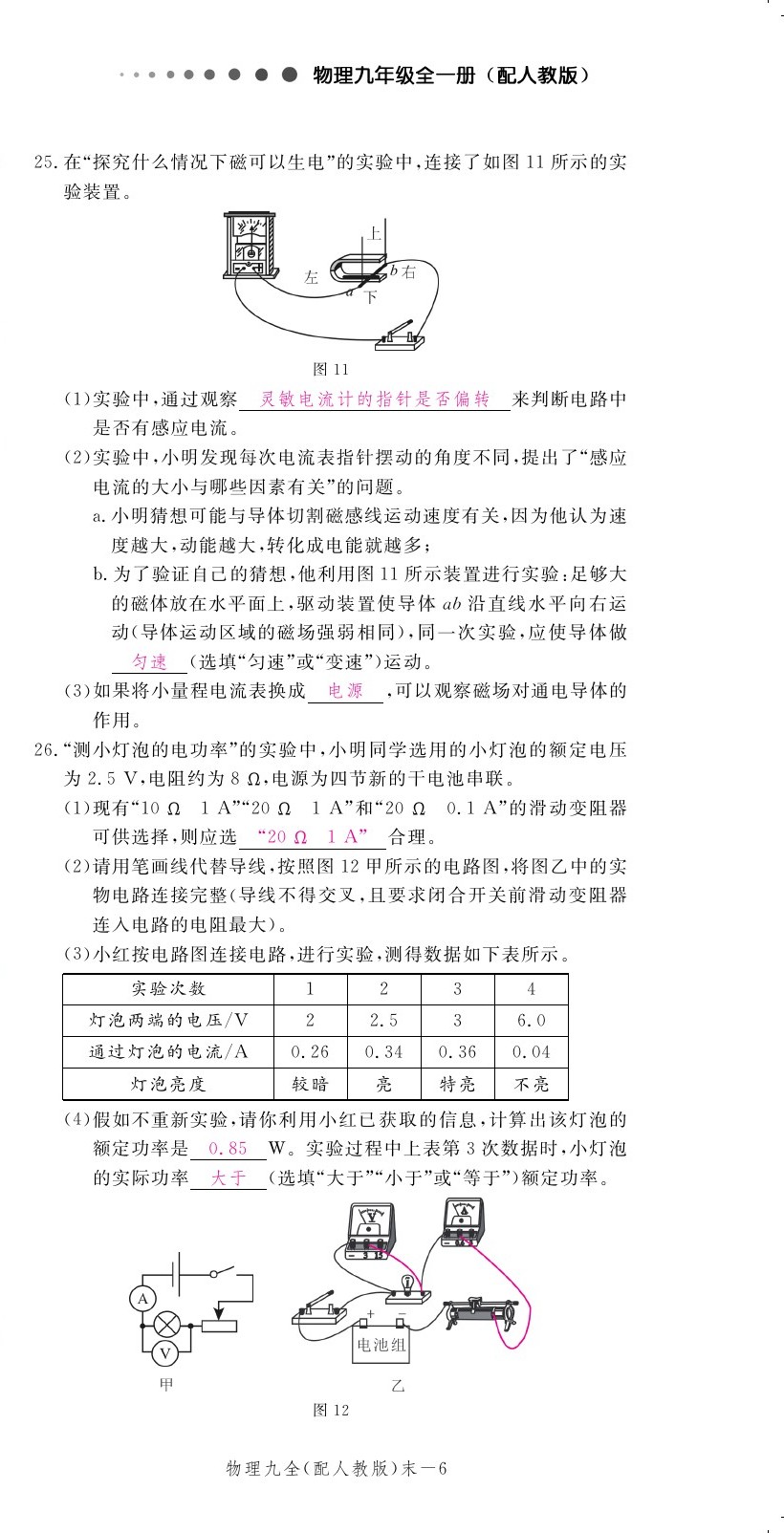 2019年領航新課標練習冊九年級物理全一冊人教版 第203頁