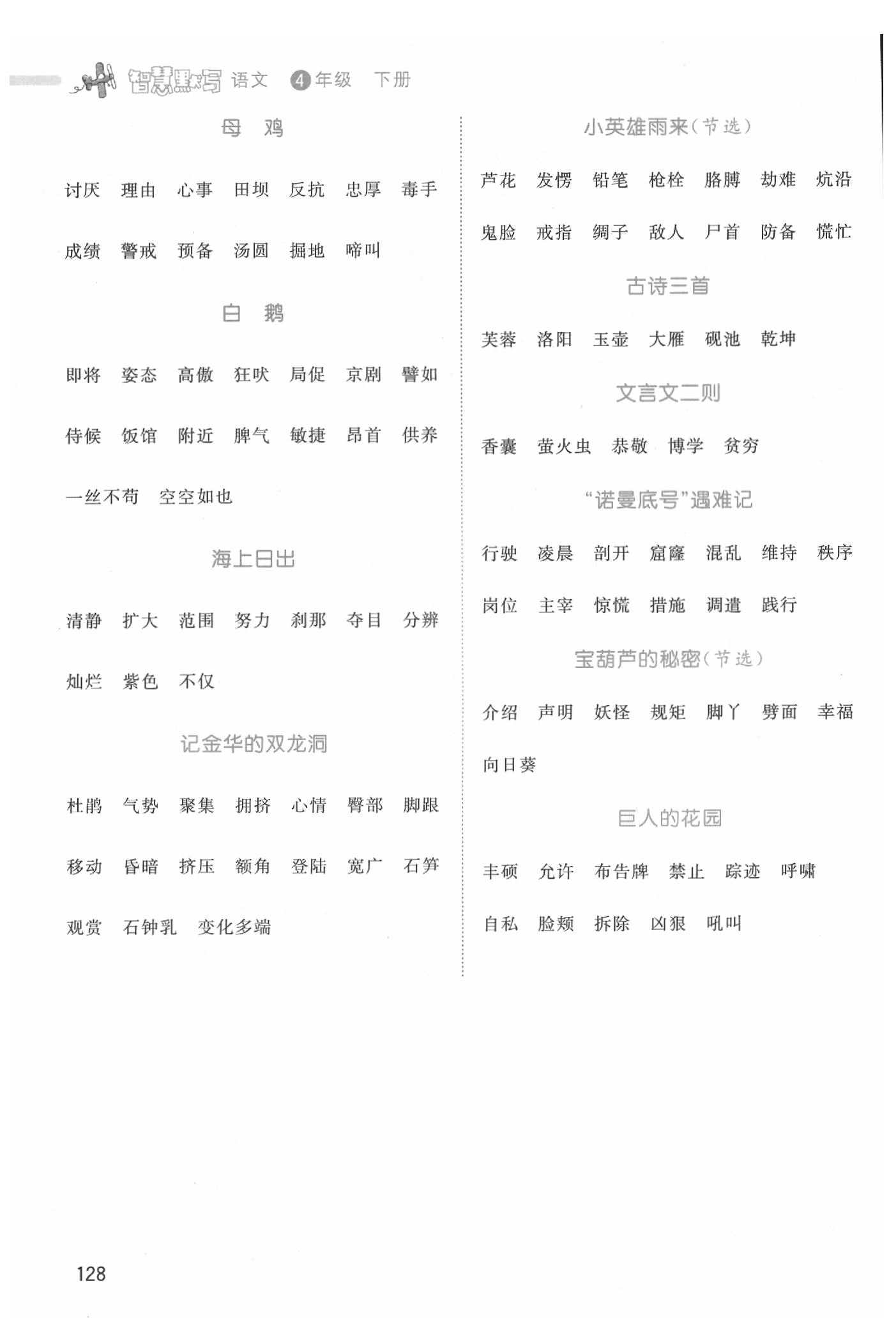 2020年智慧翔智慧默寫四年級(jí)語文下冊人教版 第2頁