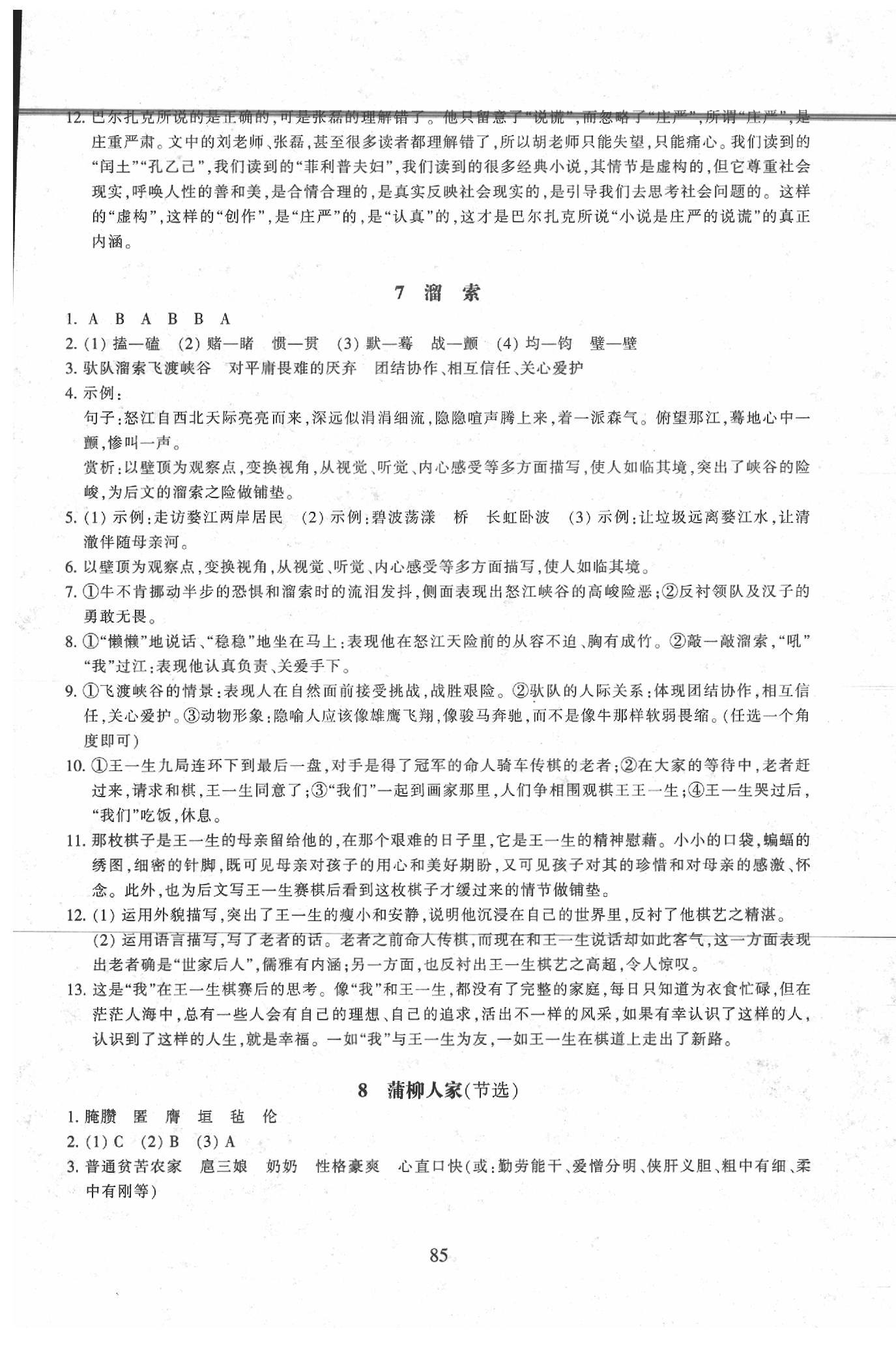 2020年同步練習九年級語文下冊人教版提升版浙江教育出版社 參考答案第5頁