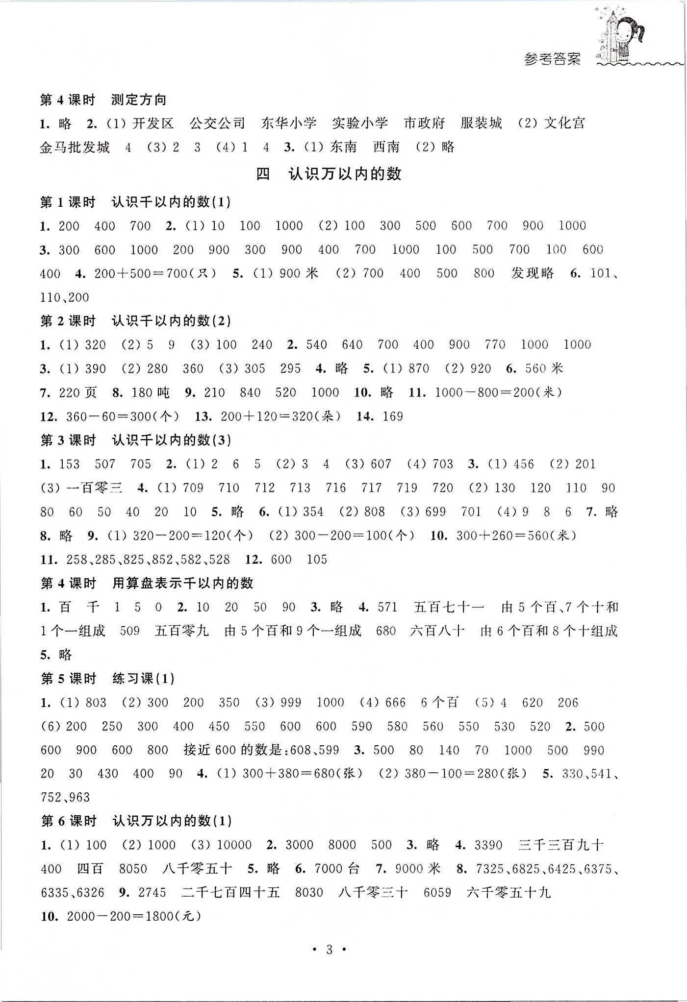 2020年創(chuàng)新課堂學(xué)與練二年級(jí)數(shù)學(xué)下冊蘇教版 參考答案第3頁