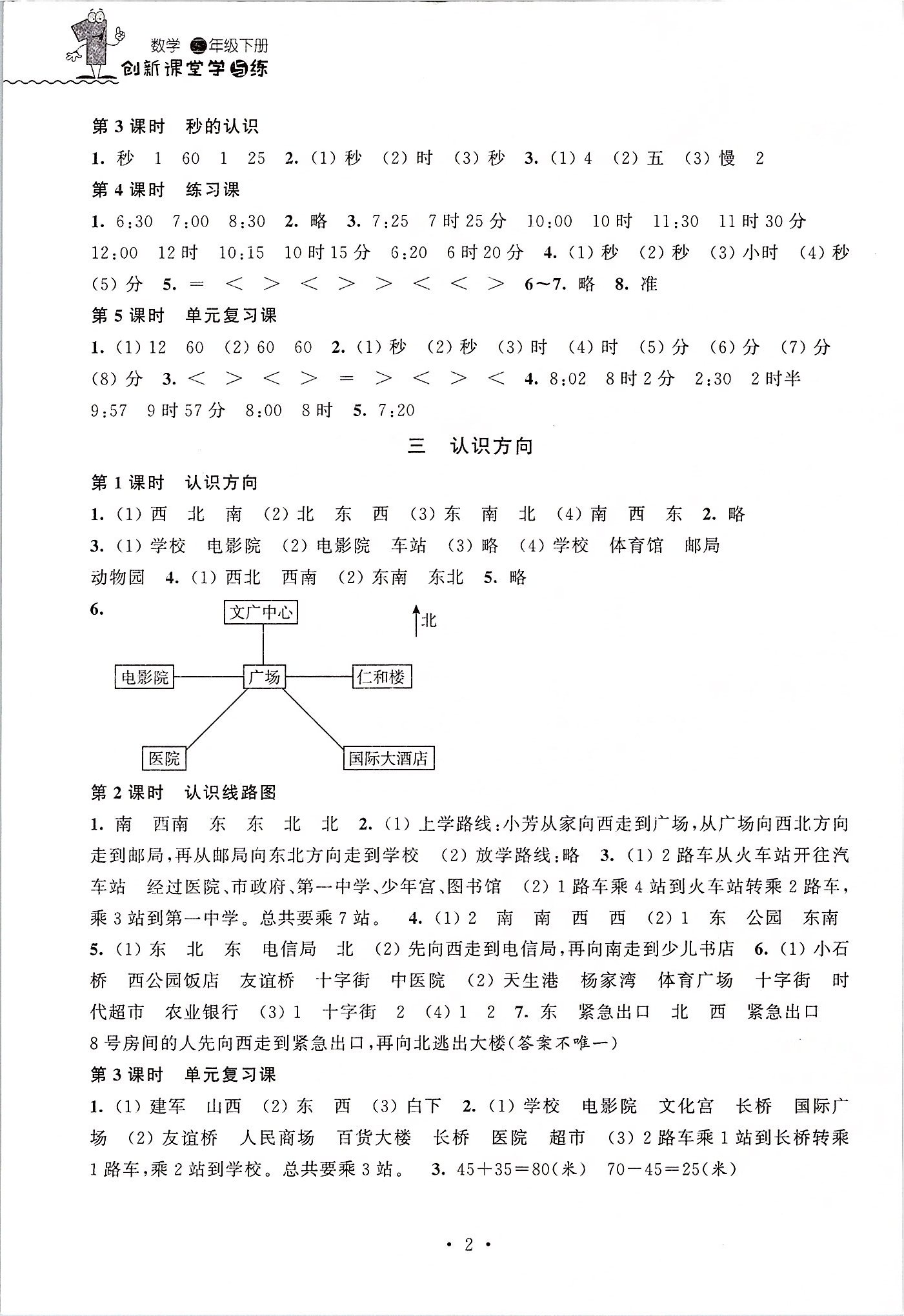 2020年創(chuàng)新課堂學(xué)與練二年級(jí)數(shù)學(xué)下冊(cè)蘇教版 參考答案第2頁(yè)