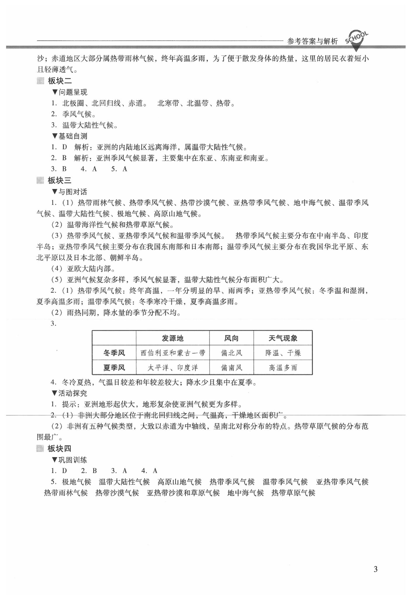 2020年新課程問題解決導(dǎo)學(xué)方案七年級地理下冊晉教版 參考答案第3頁