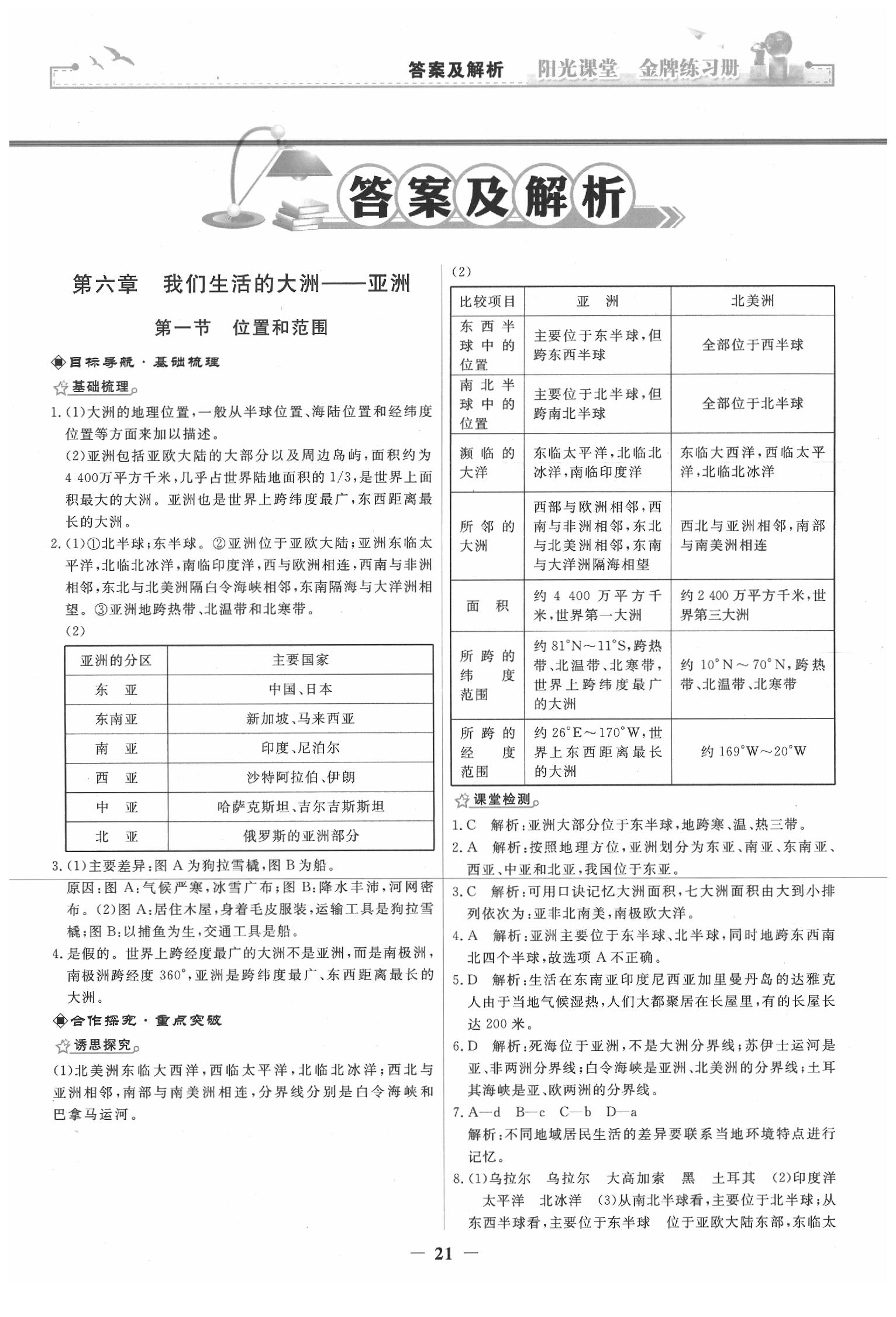 2020年陽光課堂金牌練習(xí)冊(cè)七年級(jí)地理下冊(cè)人教版 第1頁