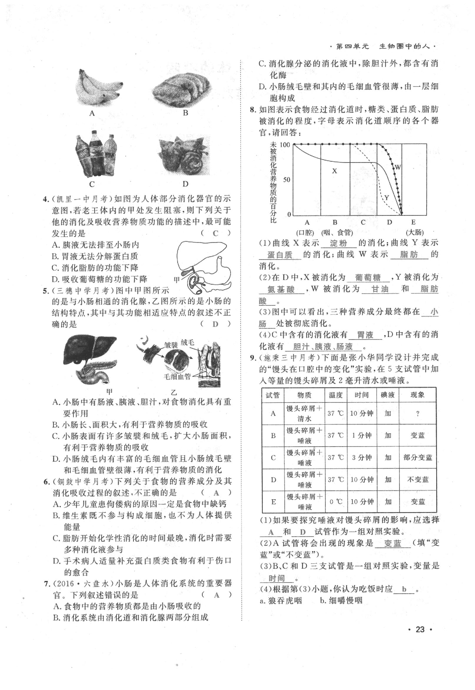 2020年導(dǎo)學(xué)與演練七年級(jí)生物下冊(cè)人教版貴陽專版 第23頁