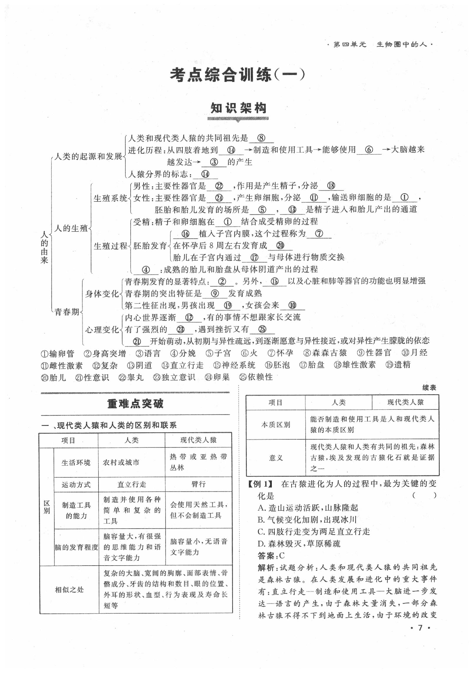 2020年導學與演練七年級生物下冊人教版貴陽專版 第7頁