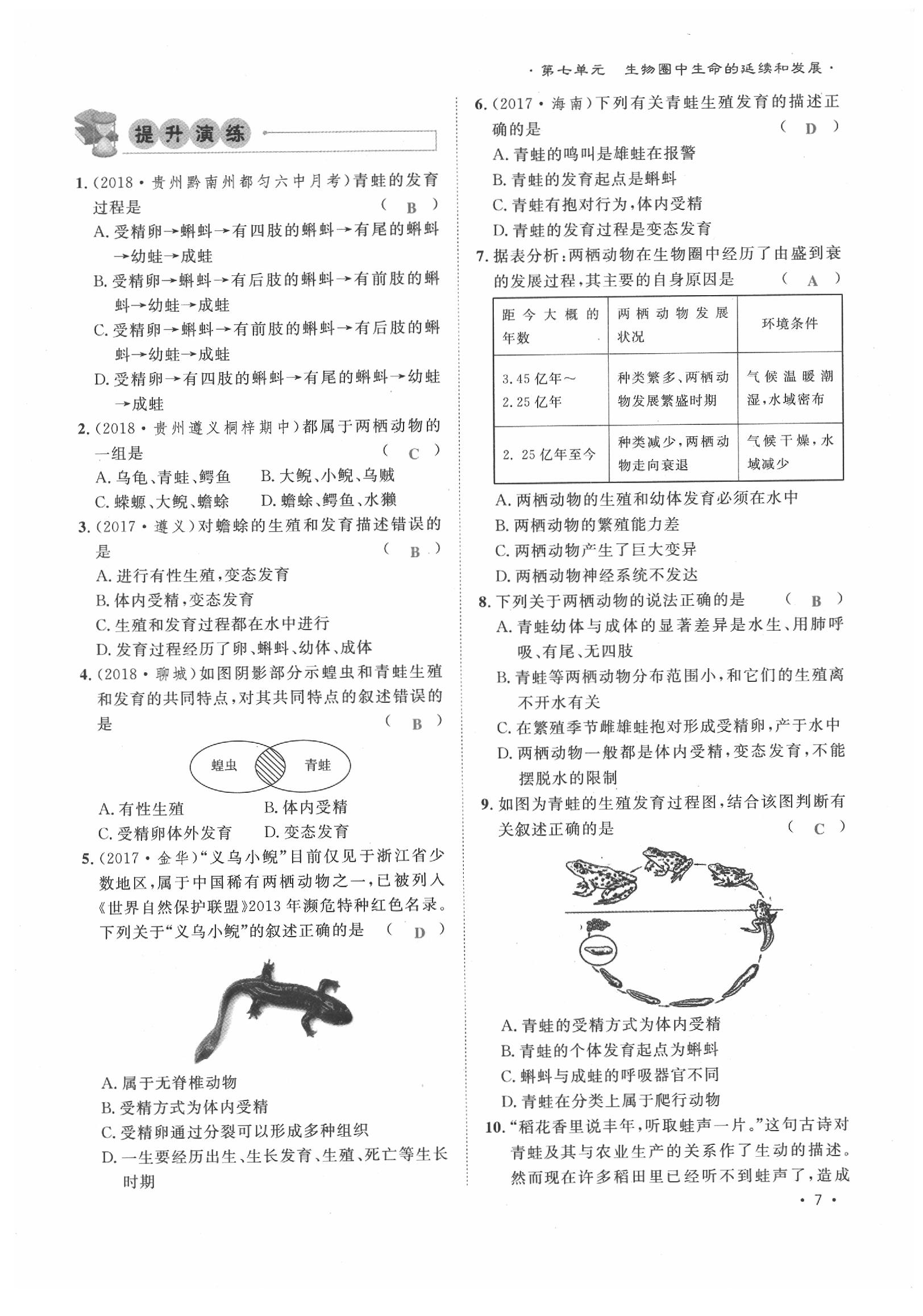 2020年導(dǎo)學(xué)與演練八年級生物下冊人教版貴陽專版 第7頁