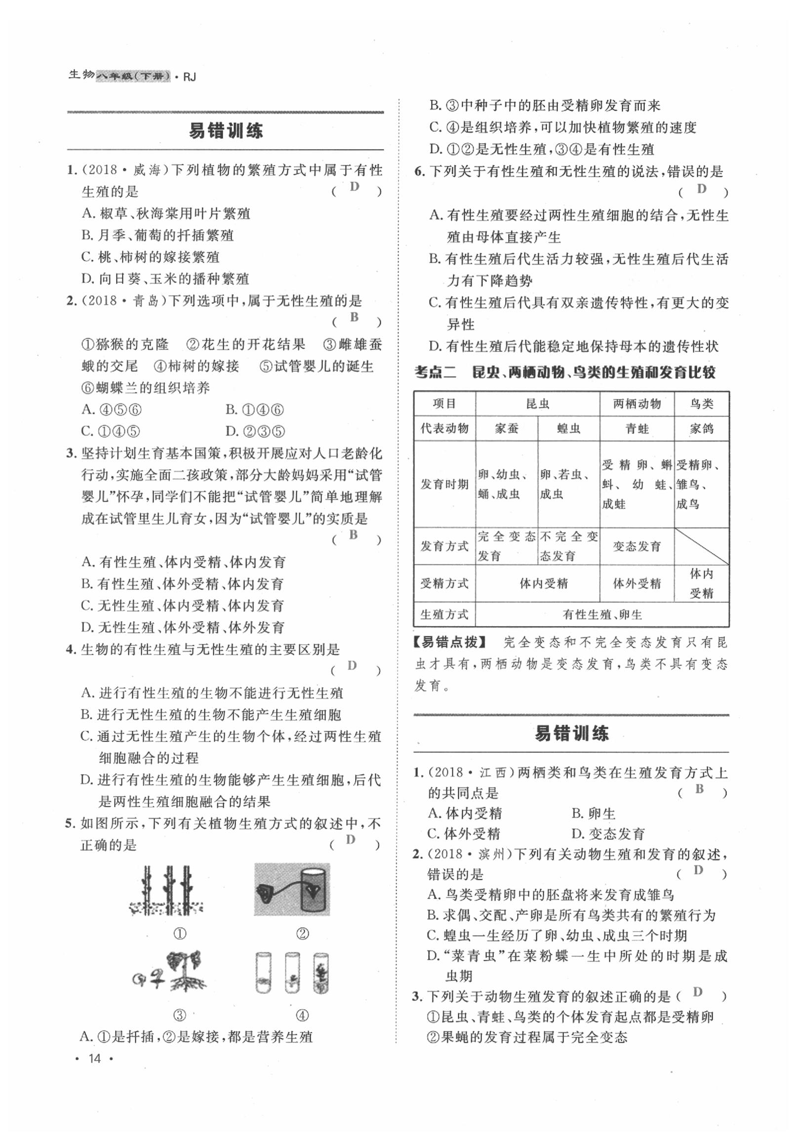 2020年導(dǎo)學(xué)與演練八年級(jí)生物下冊(cè)人教版貴陽專版 第14頁