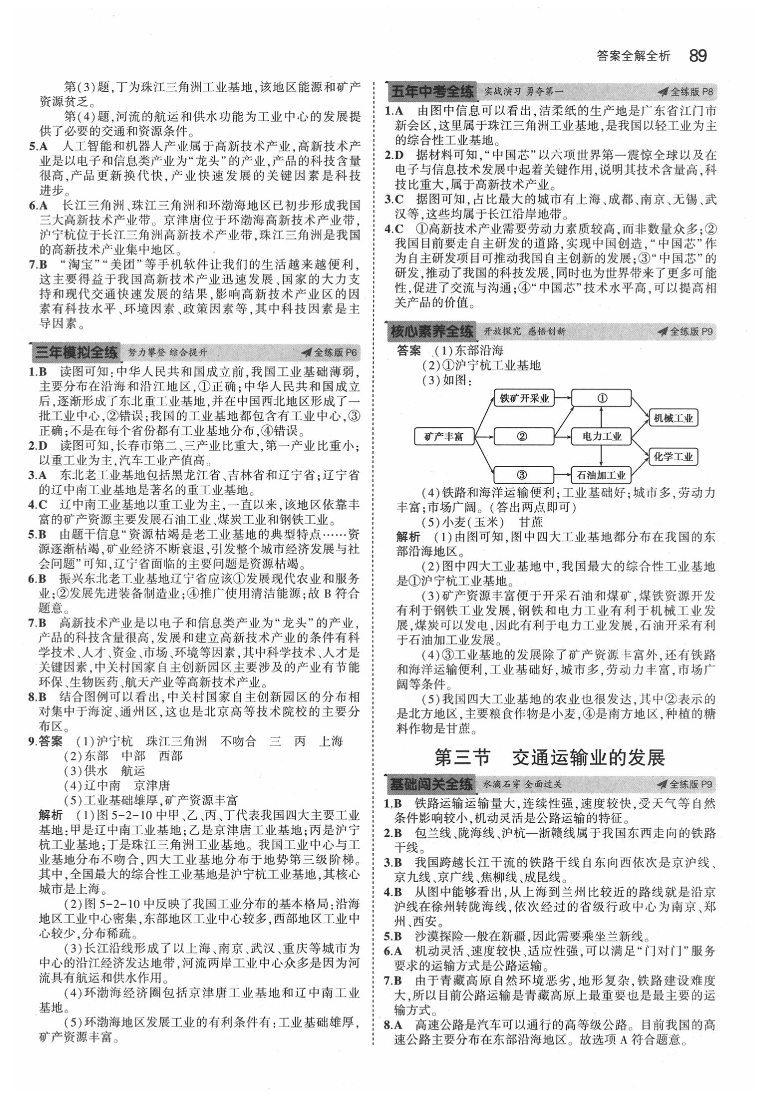 2020年5年中考3年模擬七年級地理下冊中圖版北京專版 參考答案第3頁