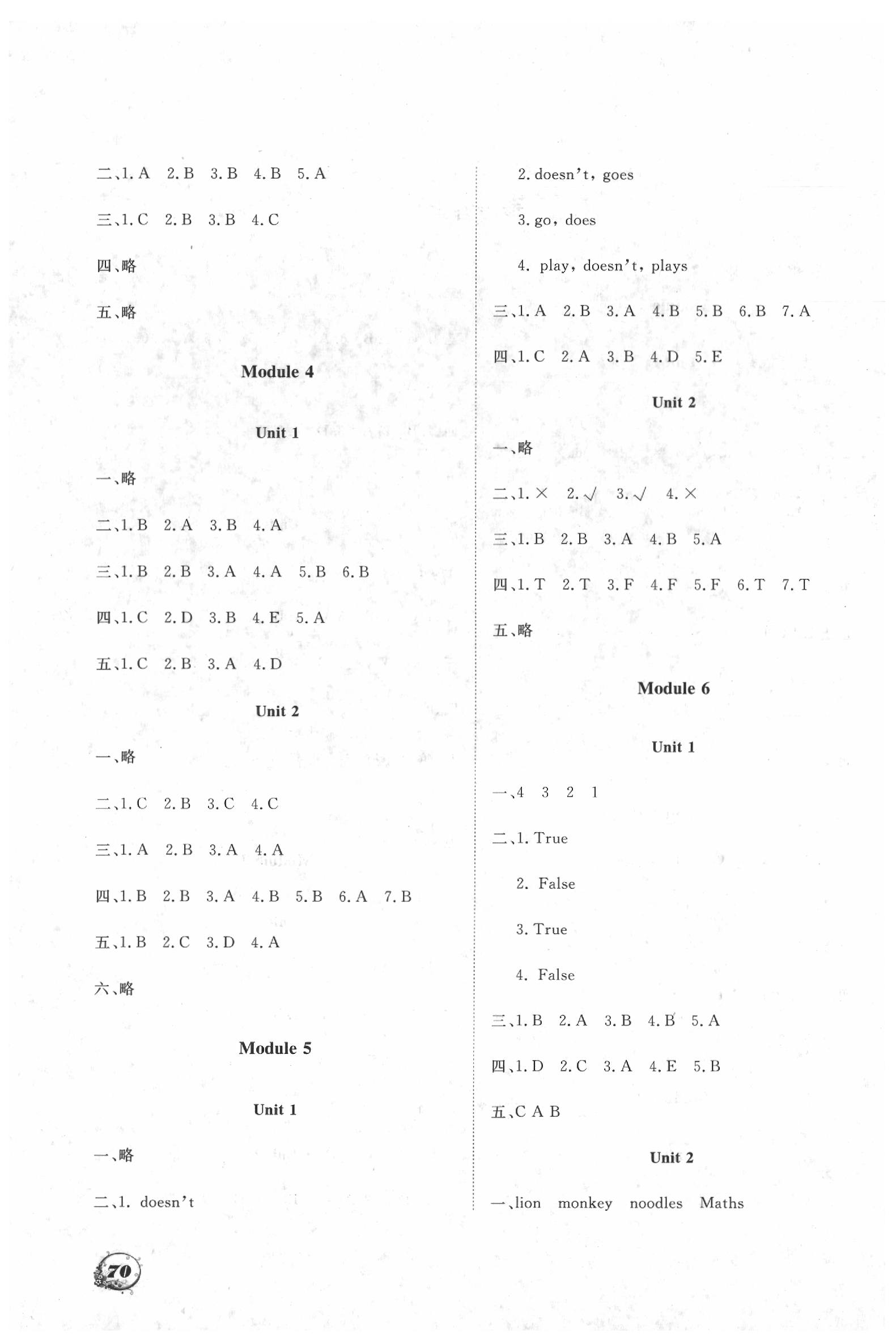 2020年學(xué)案三年級(jí)英語下冊(cè)外研版三起大連理工大學(xué)出版社 參考答案第2頁