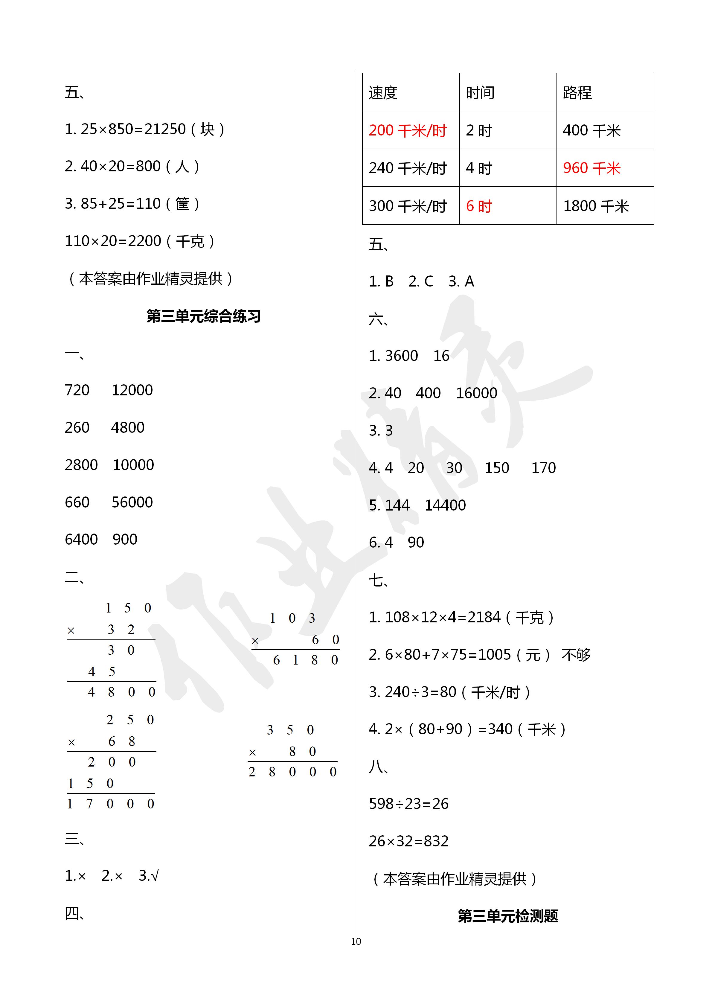 2020年新課程課堂同步練習(xí)冊(cè)四年級(jí)數(shù)學(xué)下冊(cè)蘇教版 第10頁(yè)