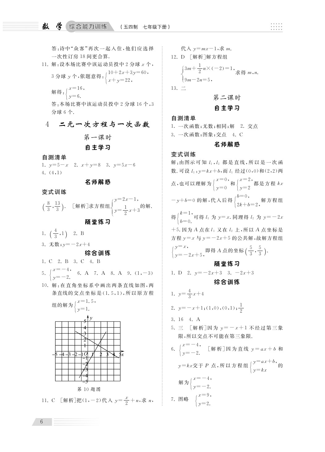 2020年综合能力训练七年级数学下册鲁教版五四制 第6页