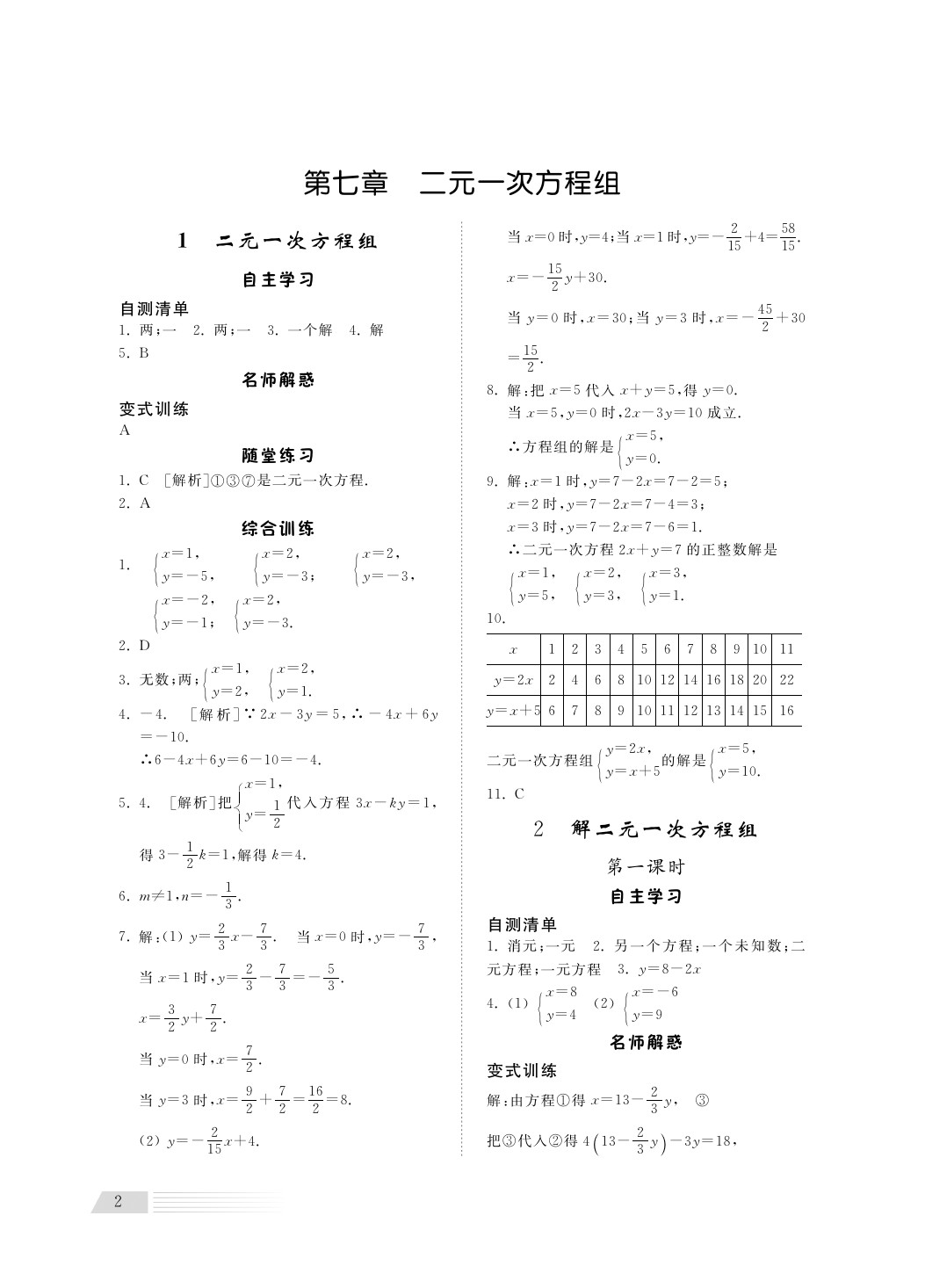 2020年综合能力训练七年级数学下册鲁教版五四制 第2页