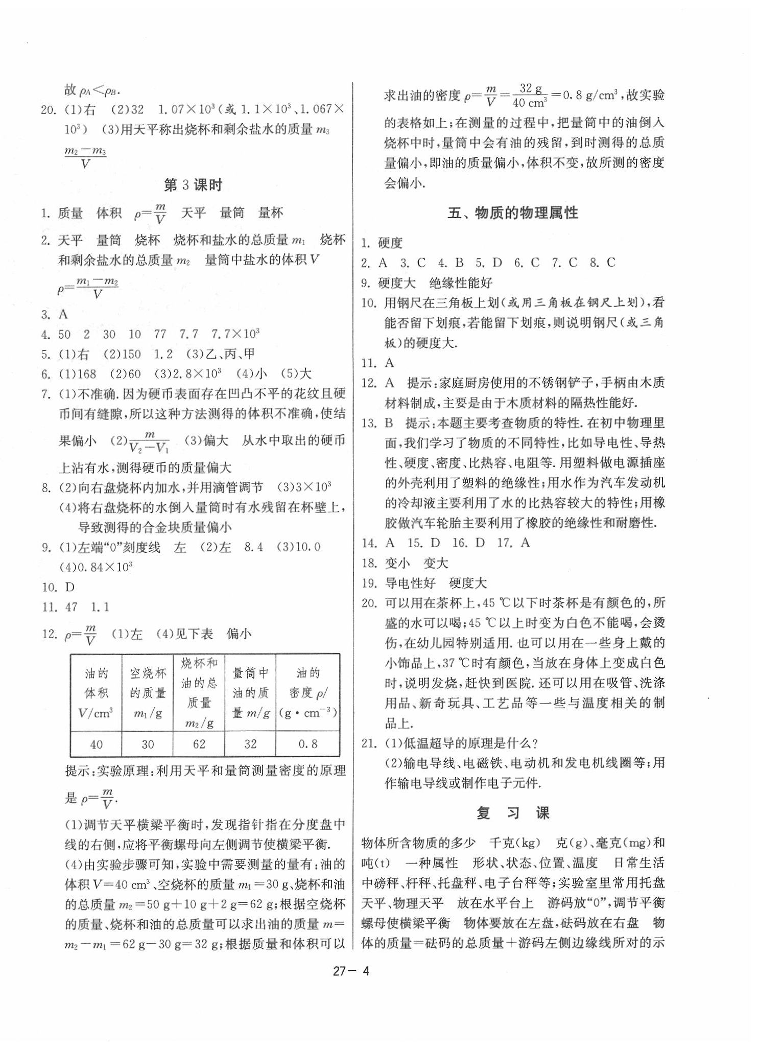 2020年課時訓練八年級物理下冊江蘇版 參考答案第4頁