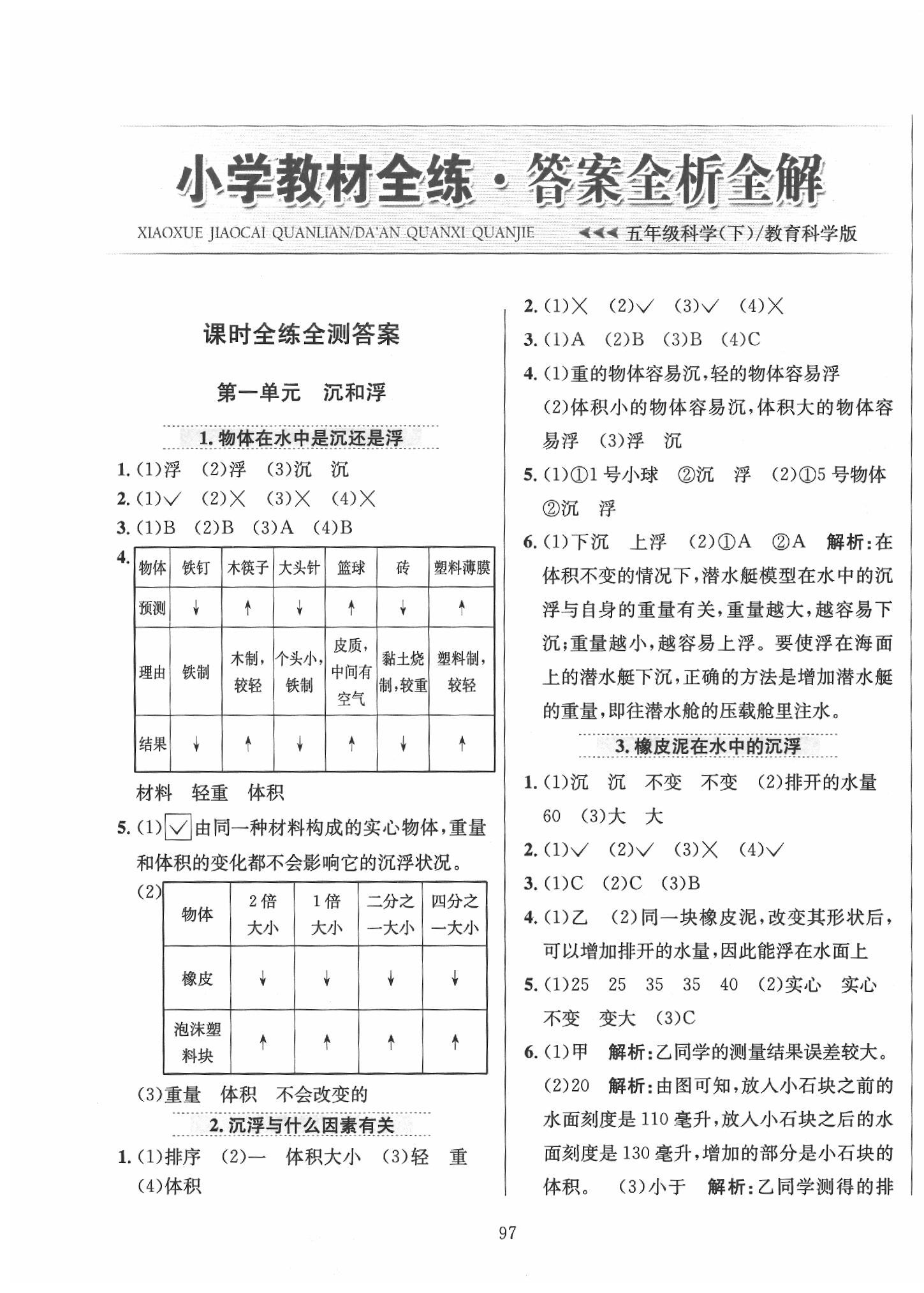 2020年小學(xué)教材全練五年級科學(xué)下冊教育科學(xué)版 第1頁