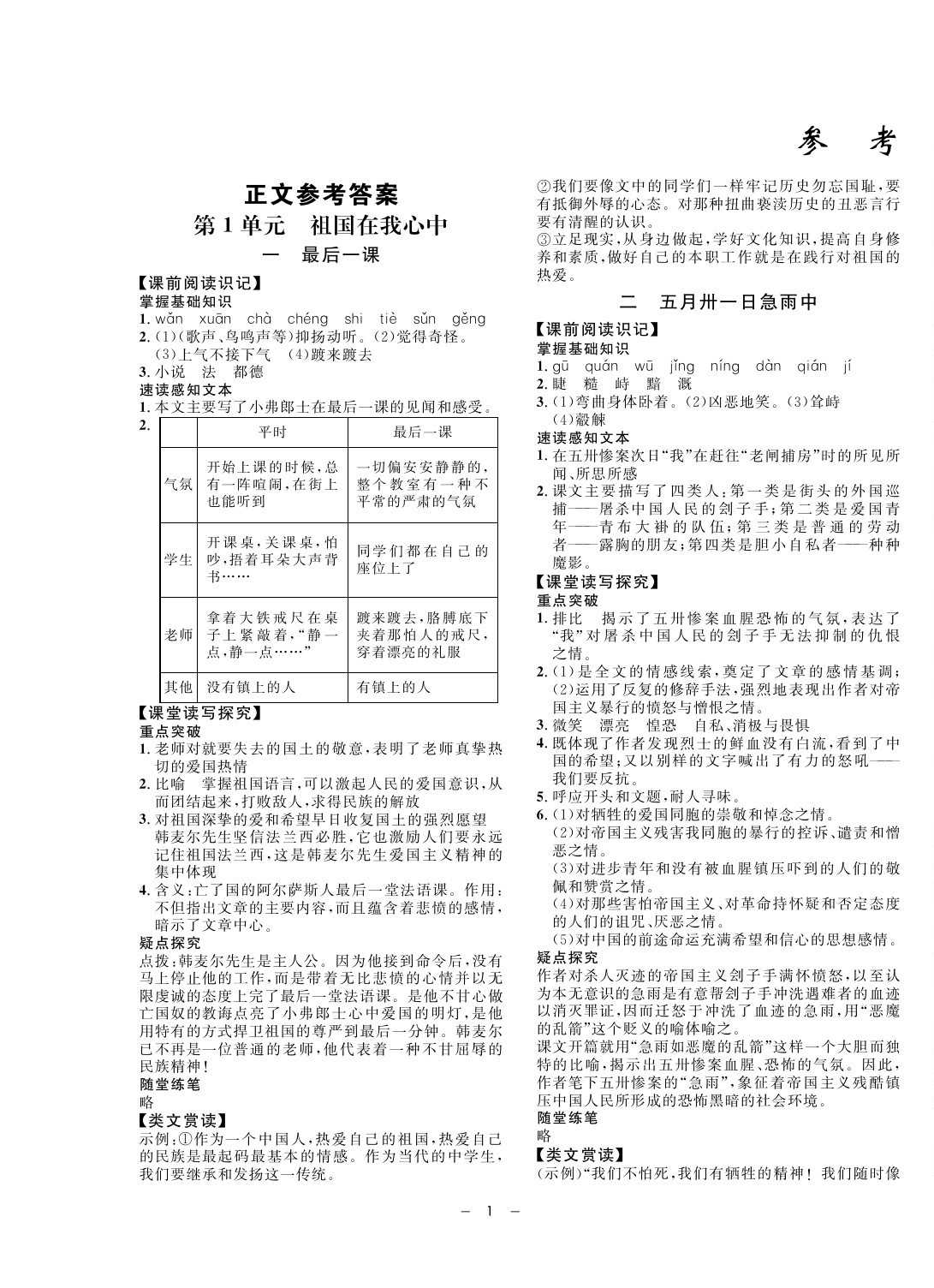 2020年鐘書金牌金典導(dǎo)學(xué)案八年級語文第二學(xué)期人教版五四制 第1頁