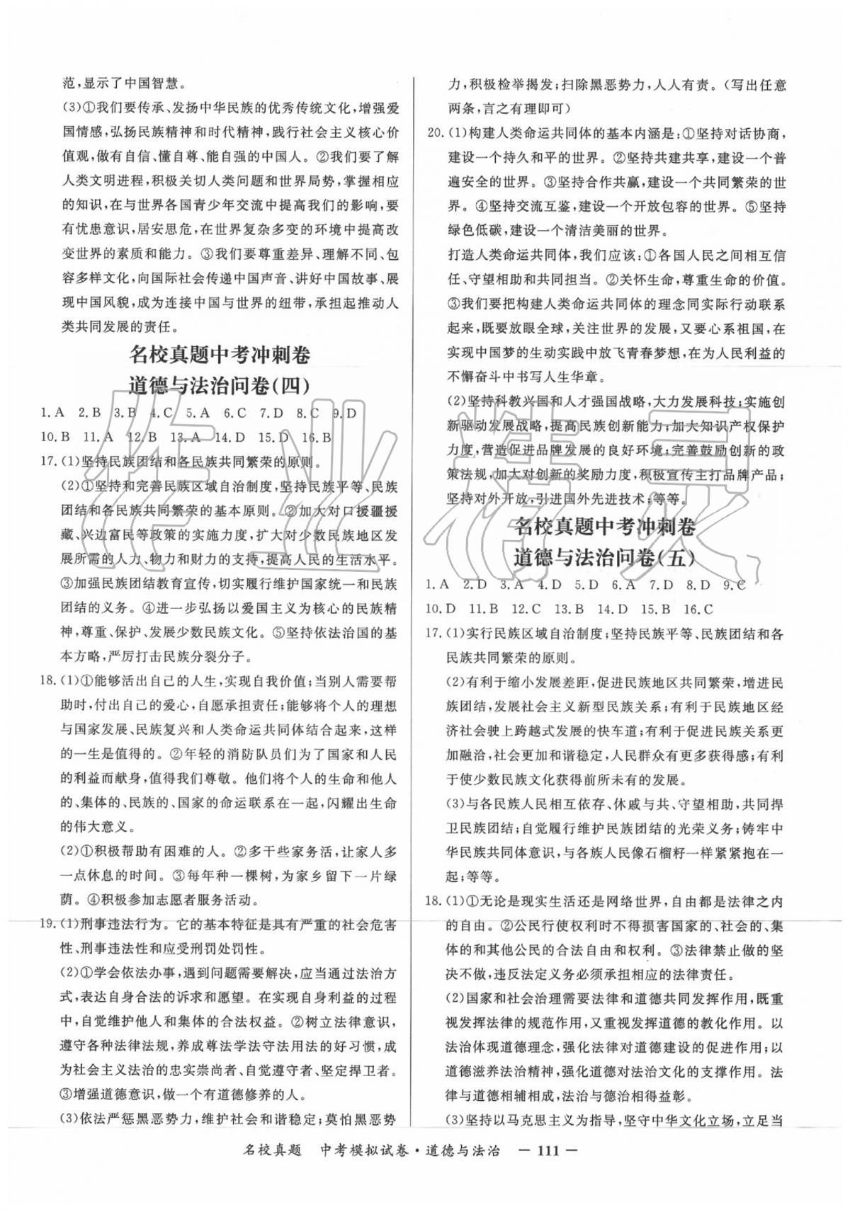 2020年名校真題中考模擬試卷道德與法治人教版 第4頁