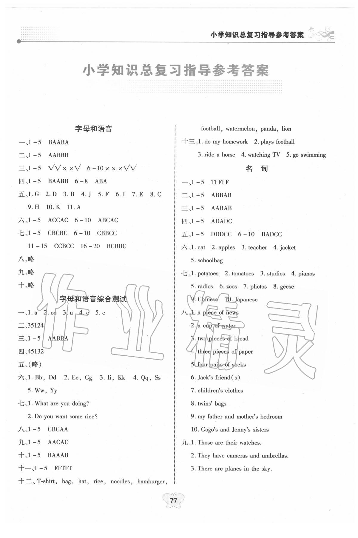 2019年小學知識總復習指導與檢測六年級英語B版 第1頁