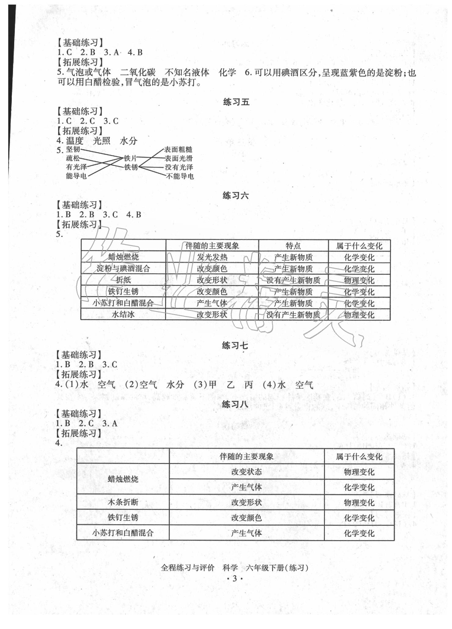 2020年全程練習與評價六年級科學下冊教科版 第11頁