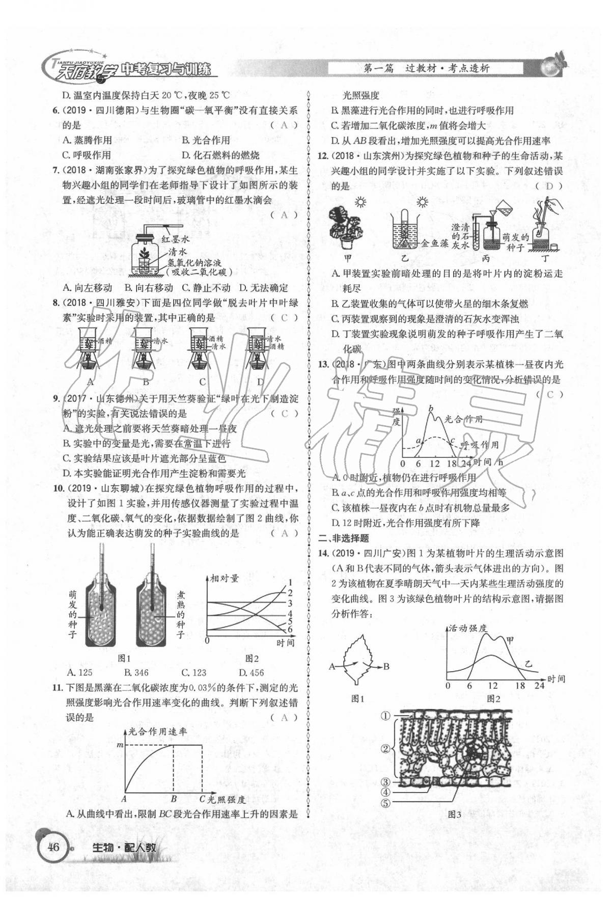 2020年天府教与学四川中考复习与训练生物人教版 第52页